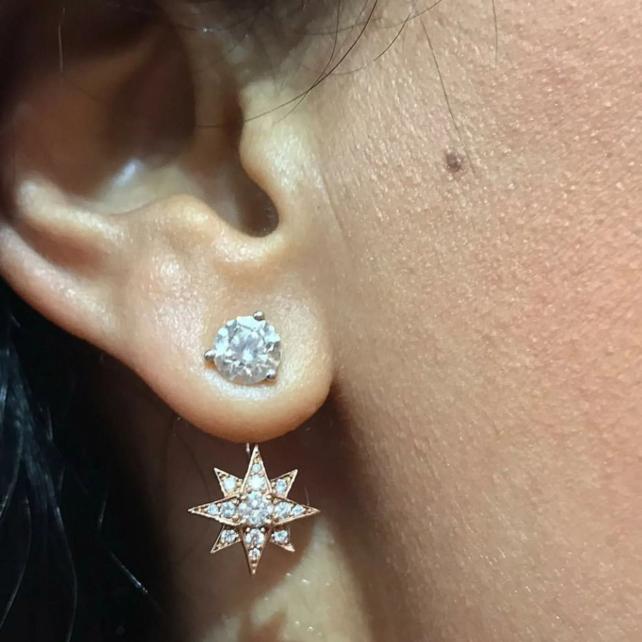 14K Gold Pavé Diamond Starburst Stud Earring & Jacket Set