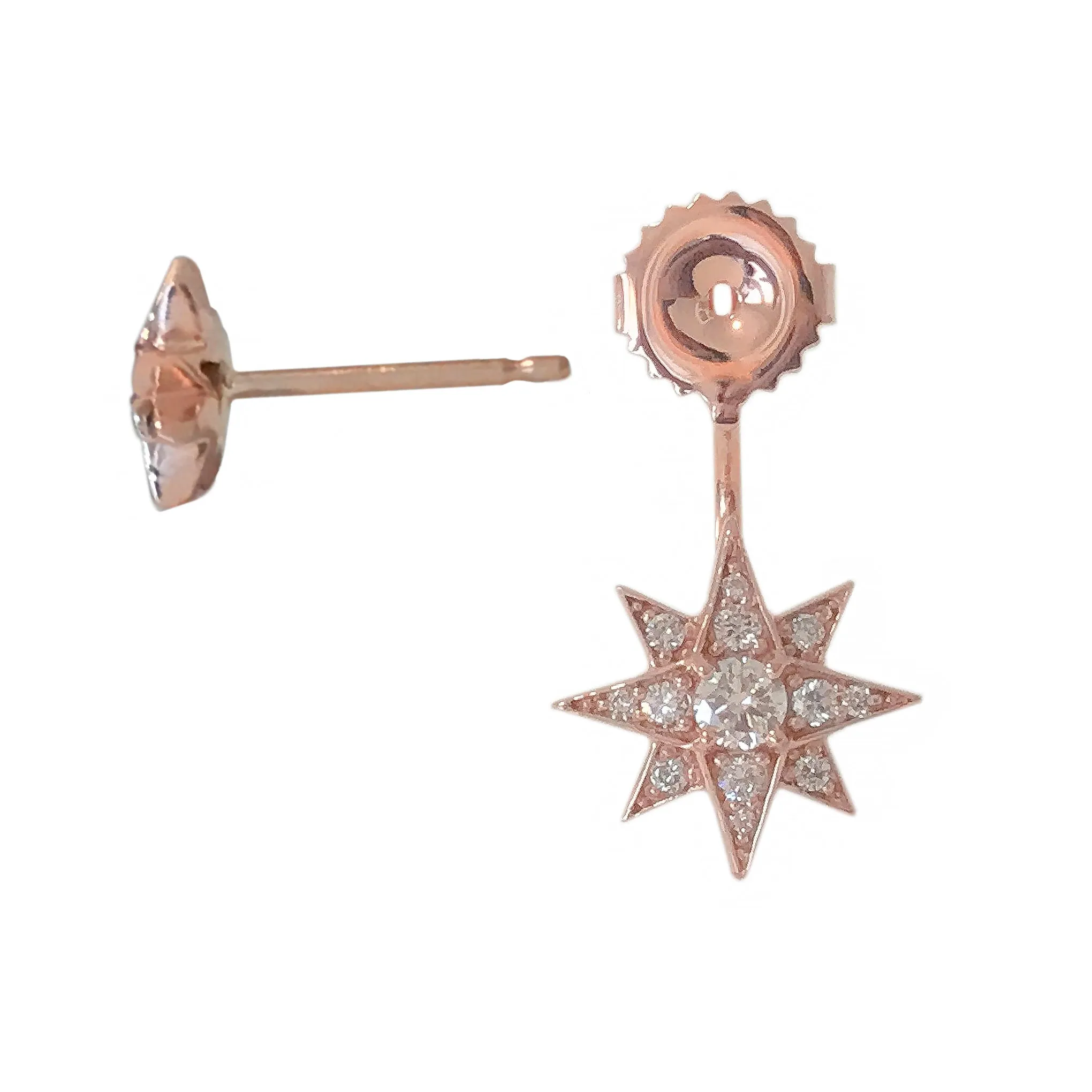 14K Gold Pavé Diamond Starburst Stud Earring & Jacket Set