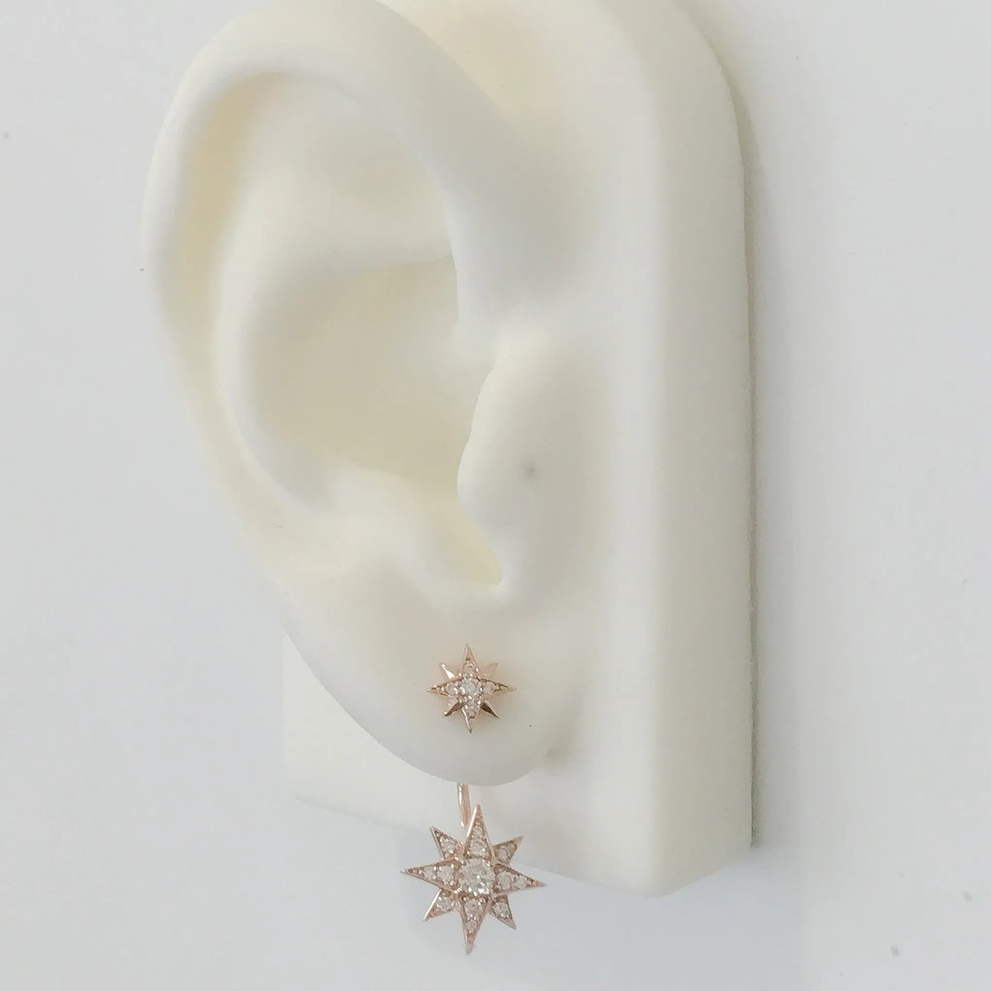 14K Gold Pavé Diamond Starburst Stud Earring & Jacket Set