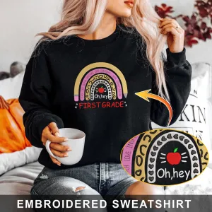1st Grade Back To School Embroidered Hoodie, Sweatshirt