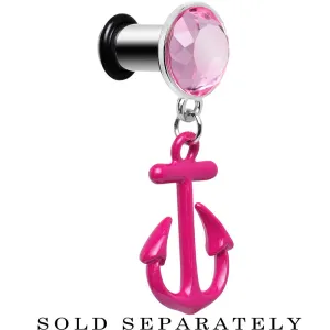 2 Gauge Pink Dangling Anchor Steel Plug