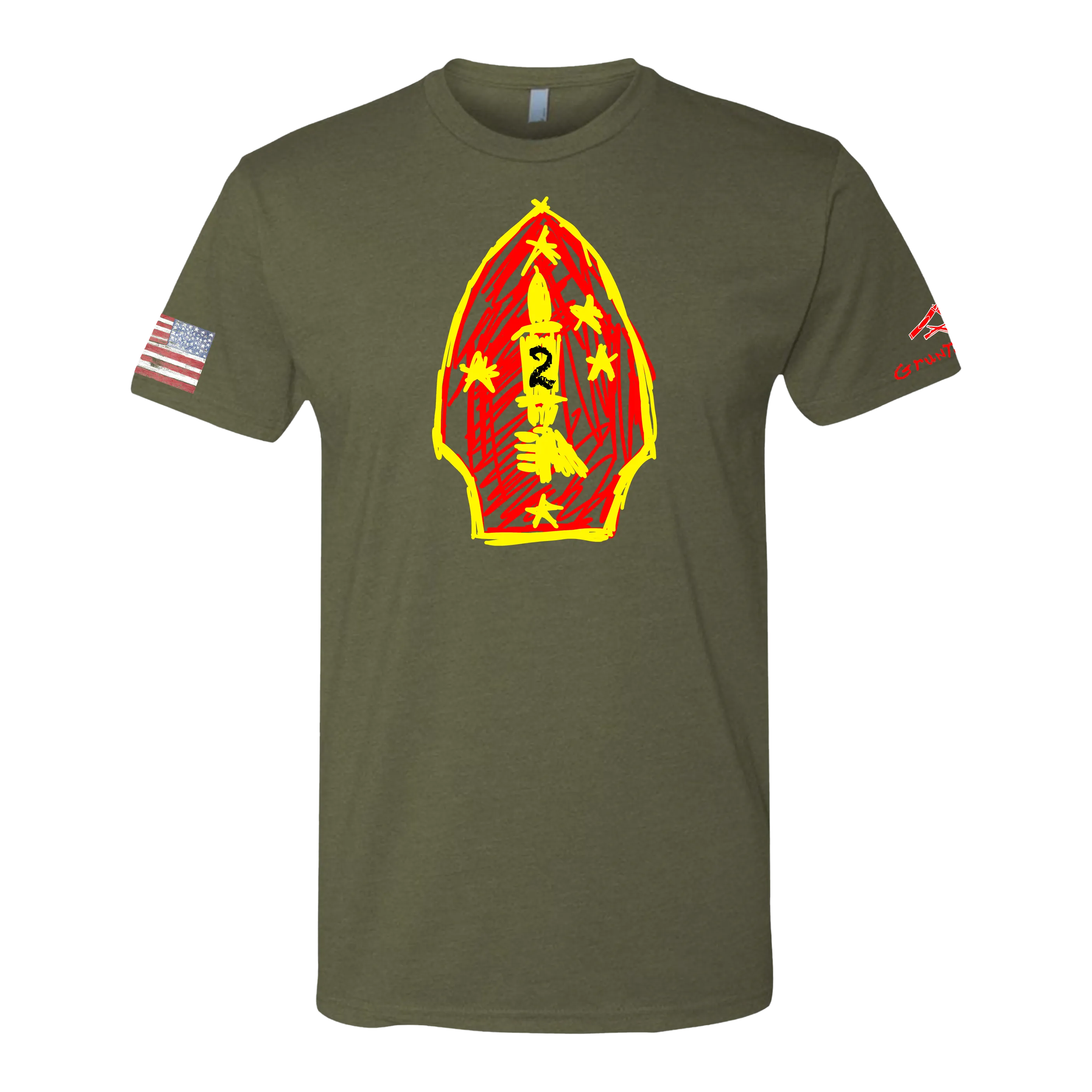 2ND MAR DIV Crayon Shirt (OD OR CHARCOAL GRAY)