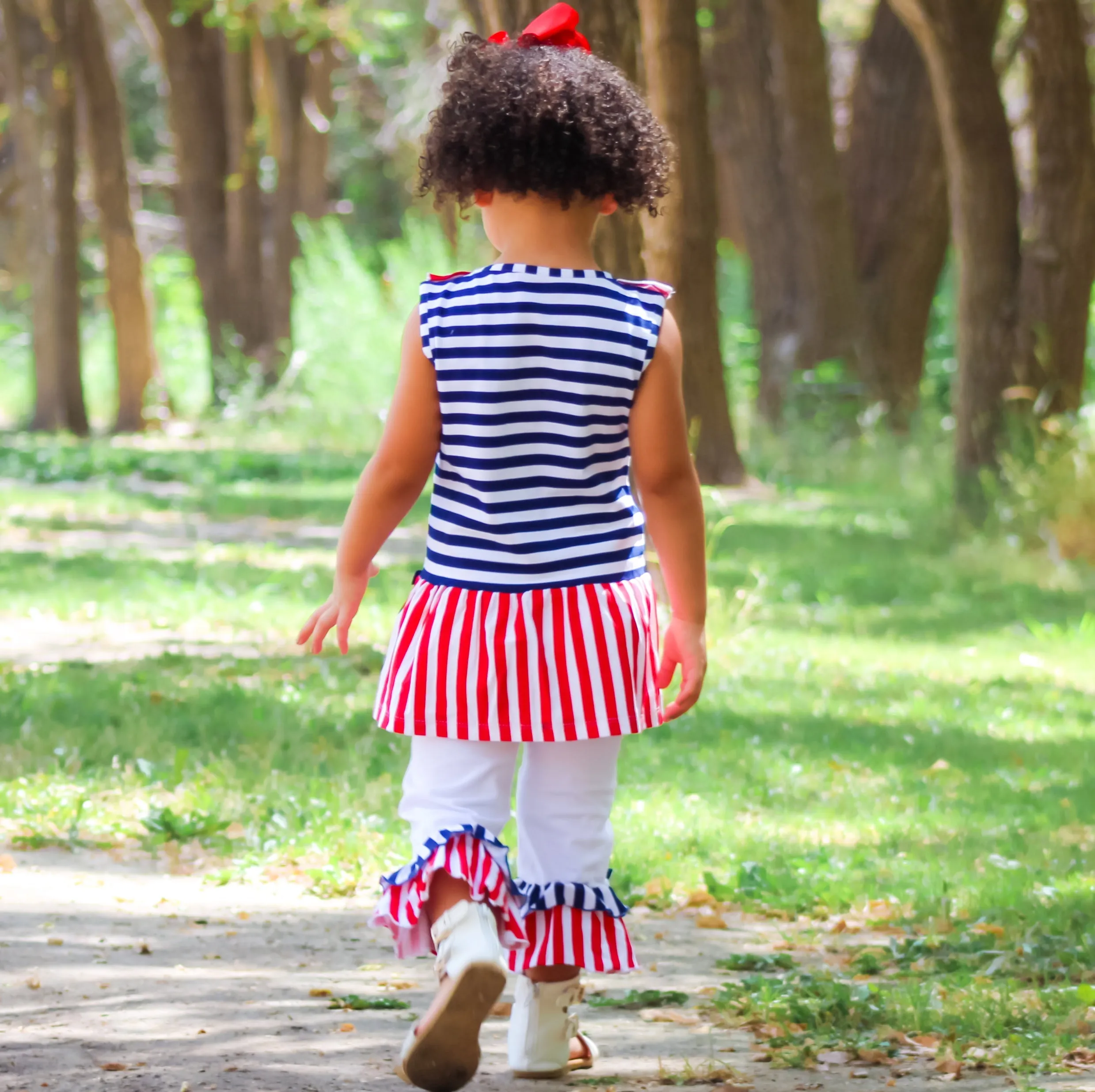 AnnLoren Girls Boutique Patriotic Sailor Outfit Tunic and Capri Leggings