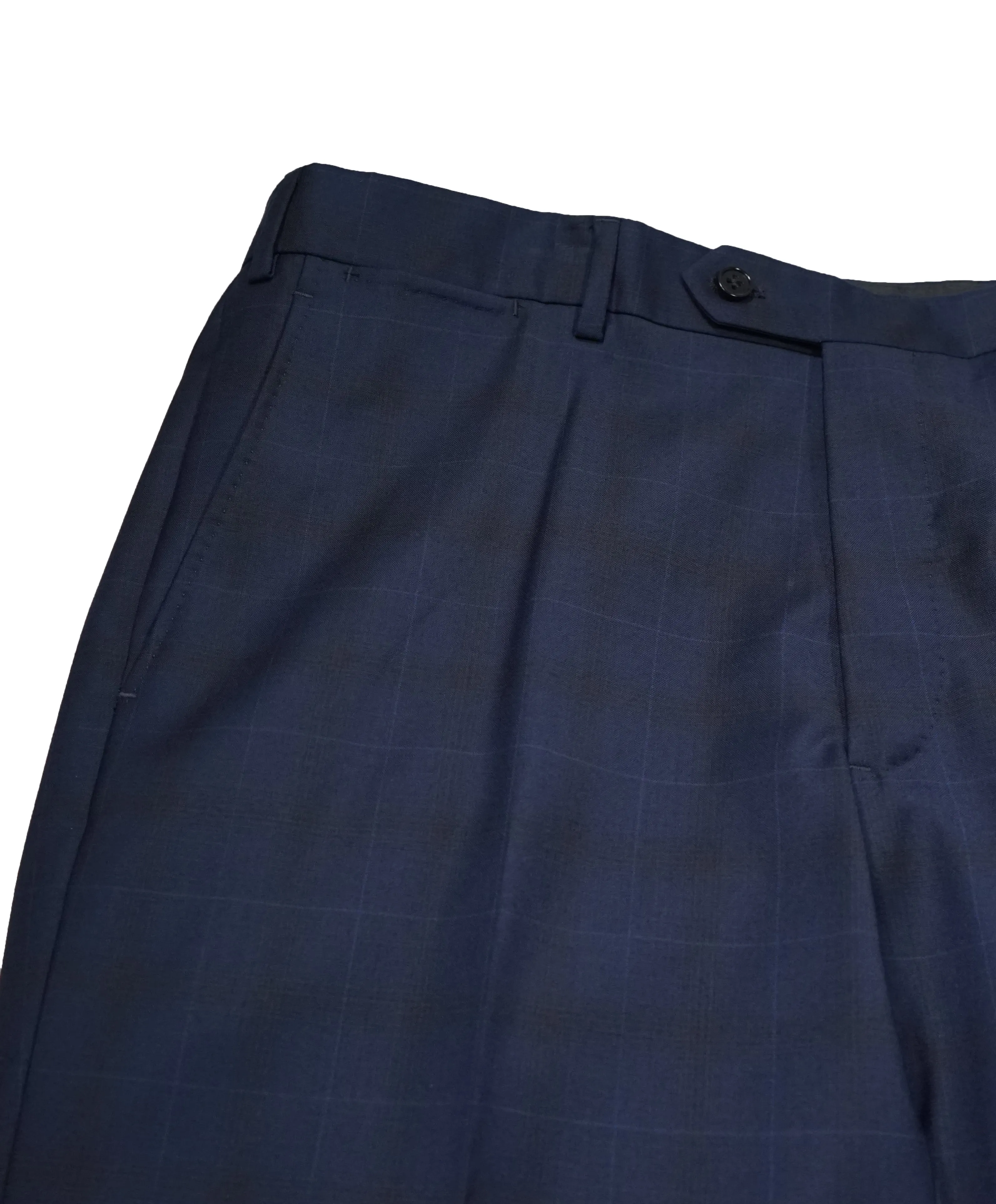 ARMANI COLLEZIONI - Bold Blue Check Plaid Flat Front Dress Pants- 36W