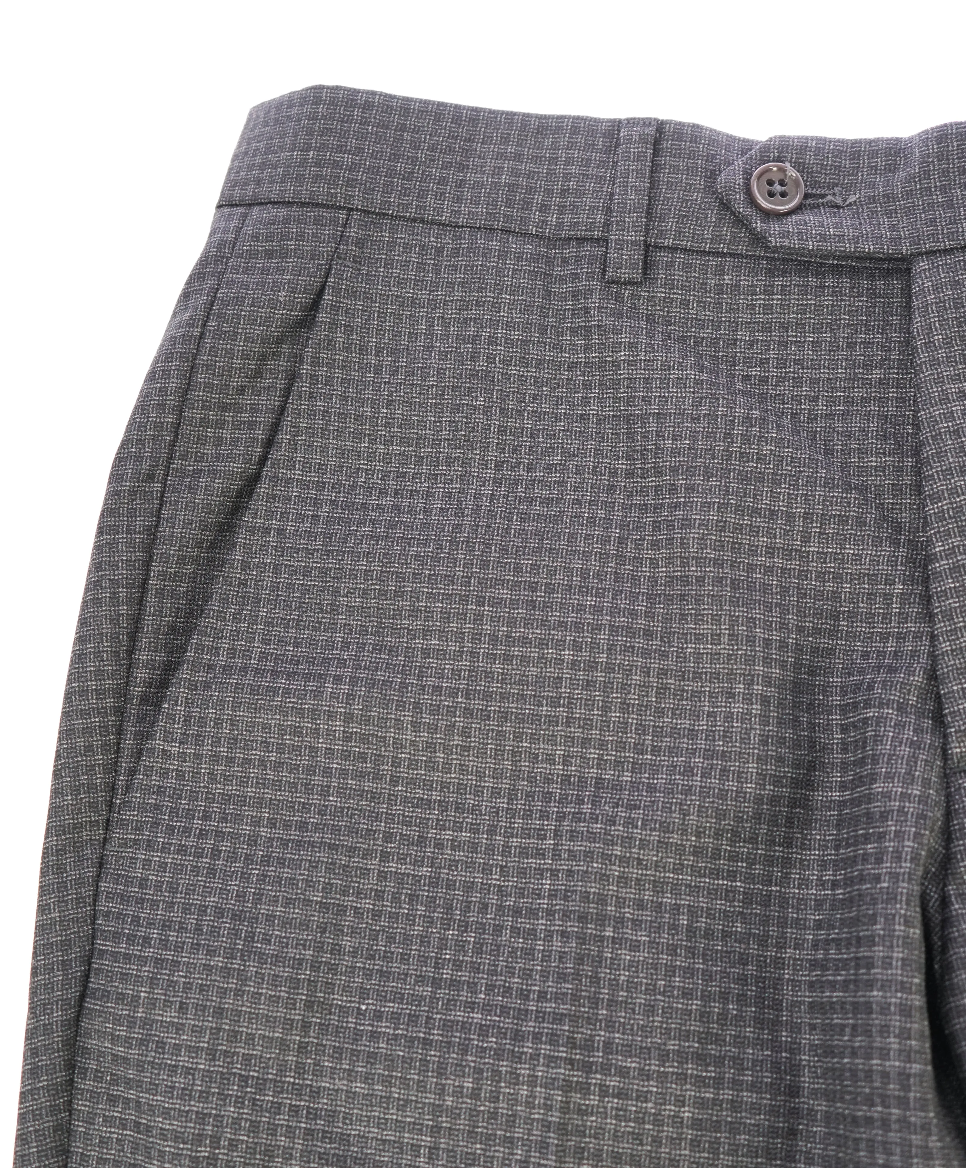 ARMANI COLLEZIONI - Gray Tonal Check Plaid Flat Front Dress Pants - 32W