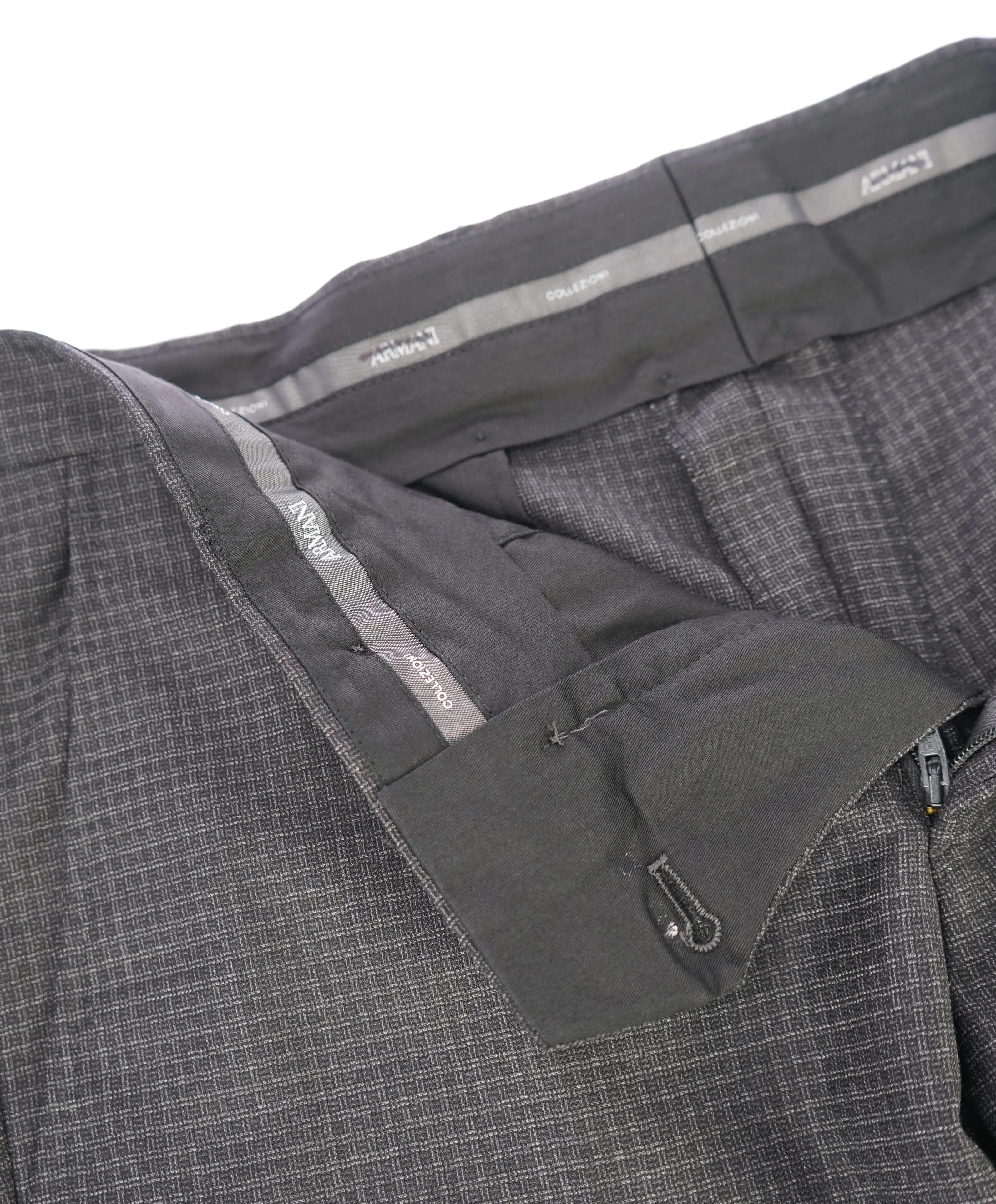 ARMANI COLLEZIONI - Gray Tonal Check Plaid Flat Front Dress Pants - 32W