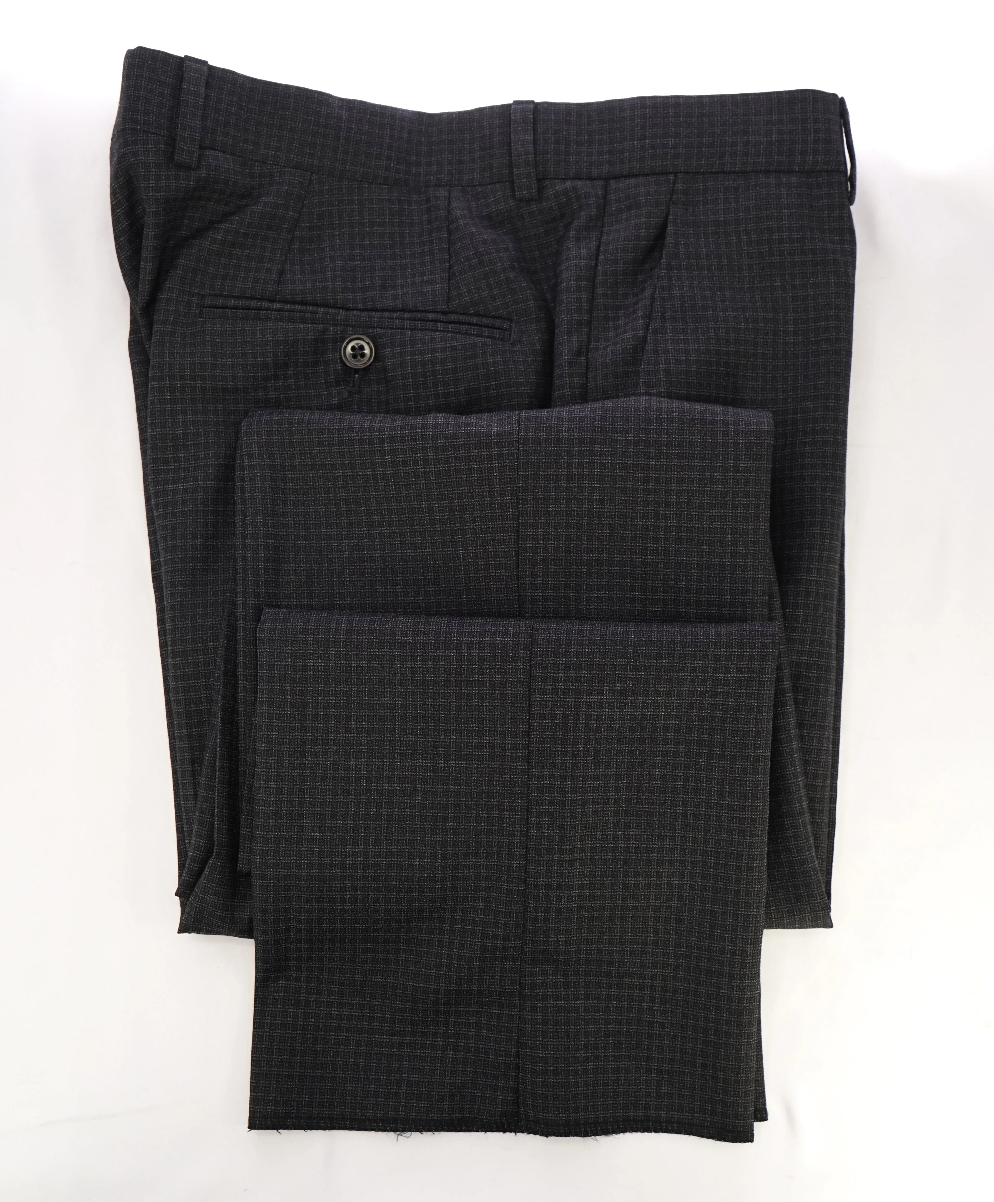 ARMANI COLLEZIONI - Gray Tonal Check Plaid Flat Front Dress Pants - 32W