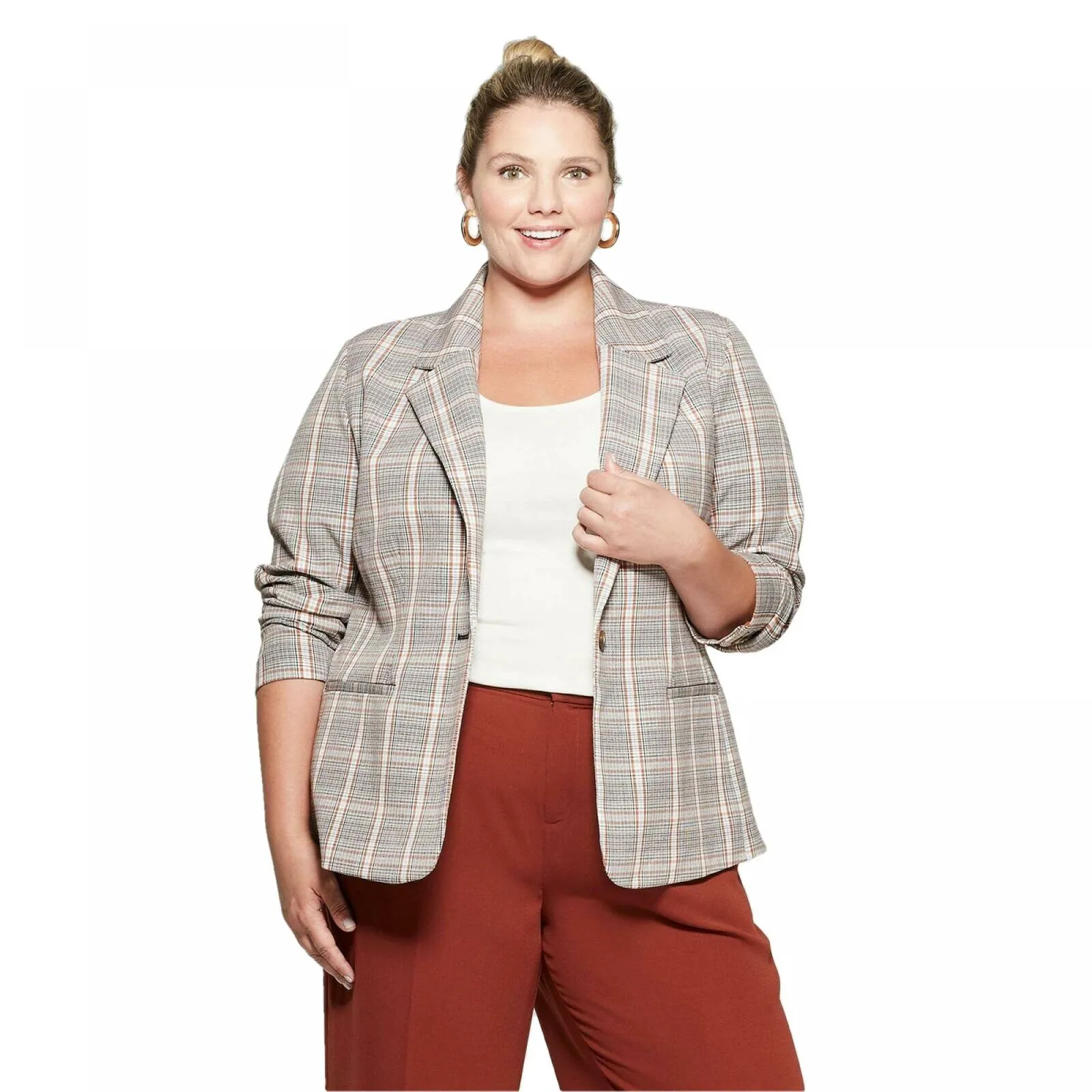 Ava & Viv Women's Plus Size Plaid Blazer