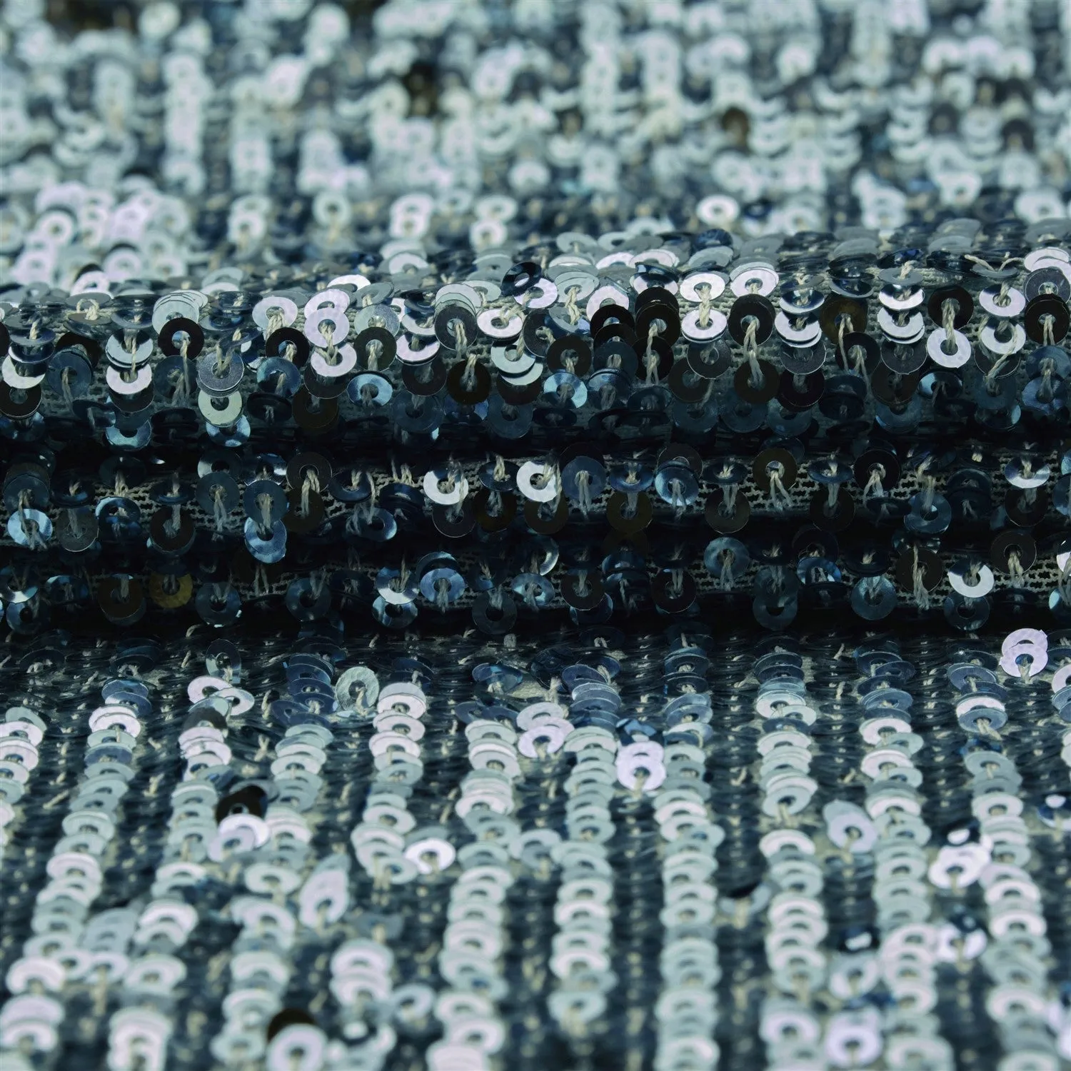 Bright Striped 4mm Double Sequin Embroidered Flexible Fabric