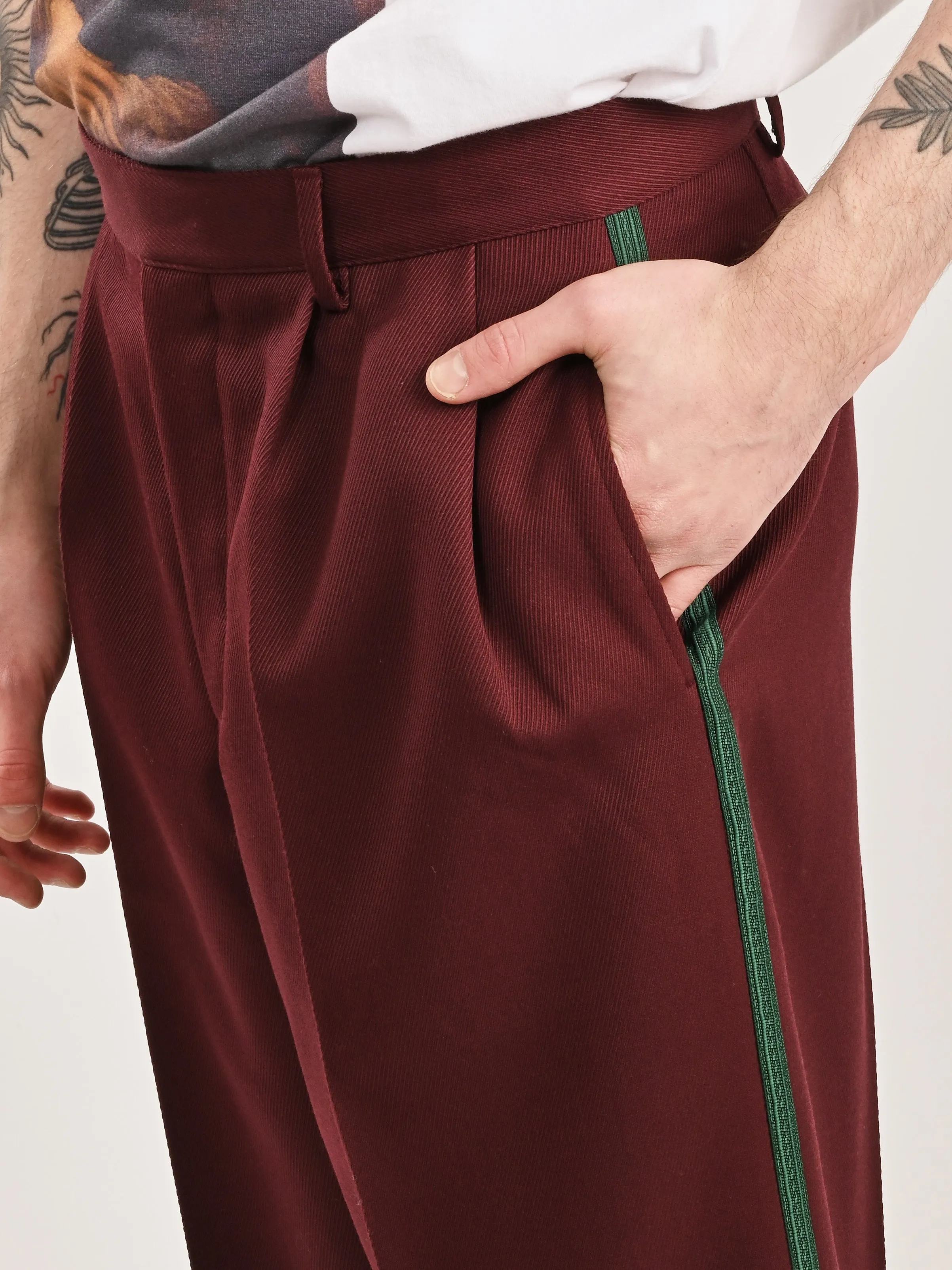 Burgundy Riding Twill Braided Trouser