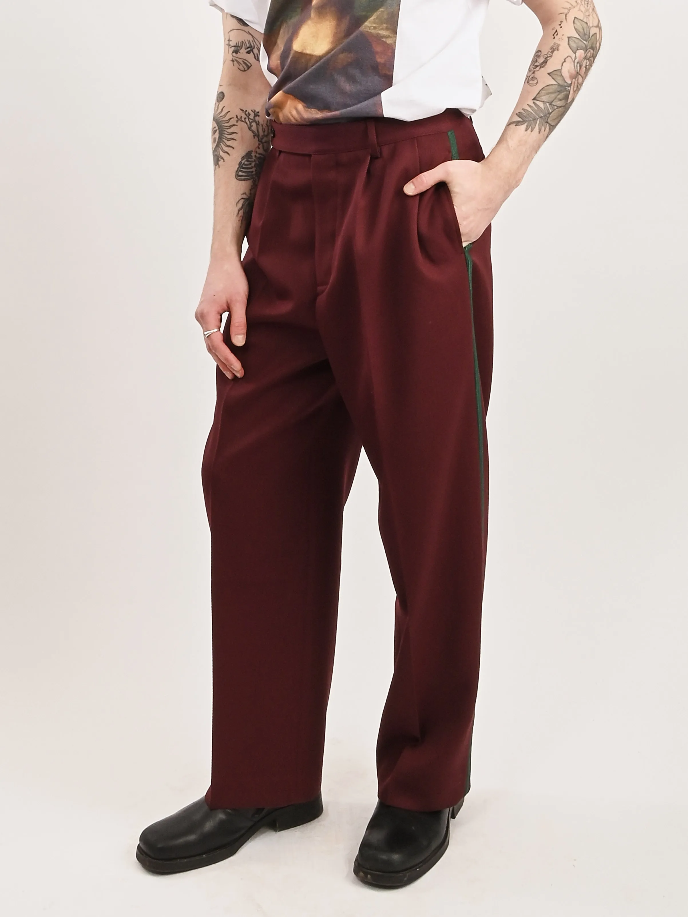 Burgundy Riding Twill Braided Trouser