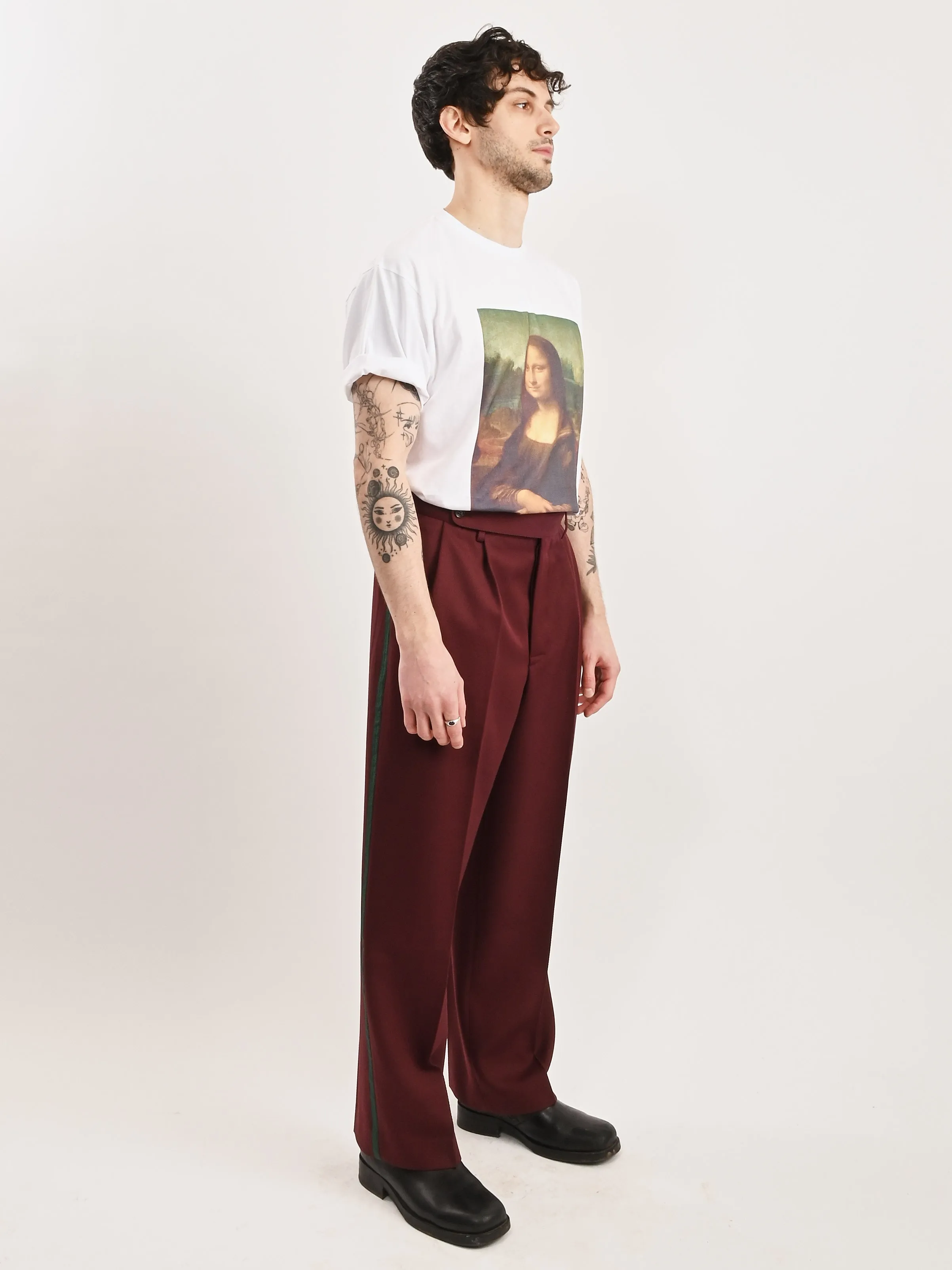 Burgundy Riding Twill Braided Trouser