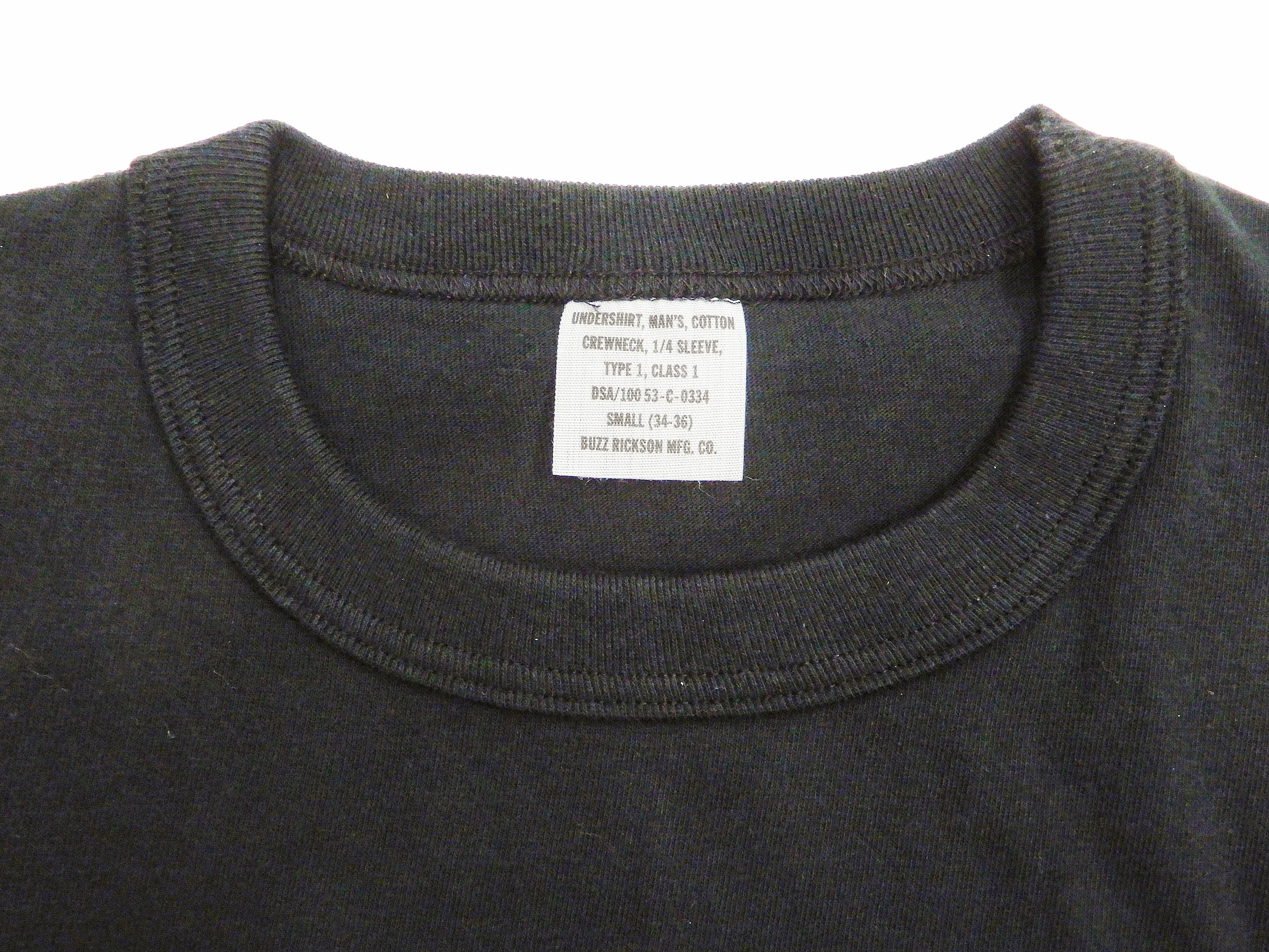 Buzz Rickson T-shirt Men's Plain T shirt Short Sleeve Loopwheel Tee BR78960 119 Black