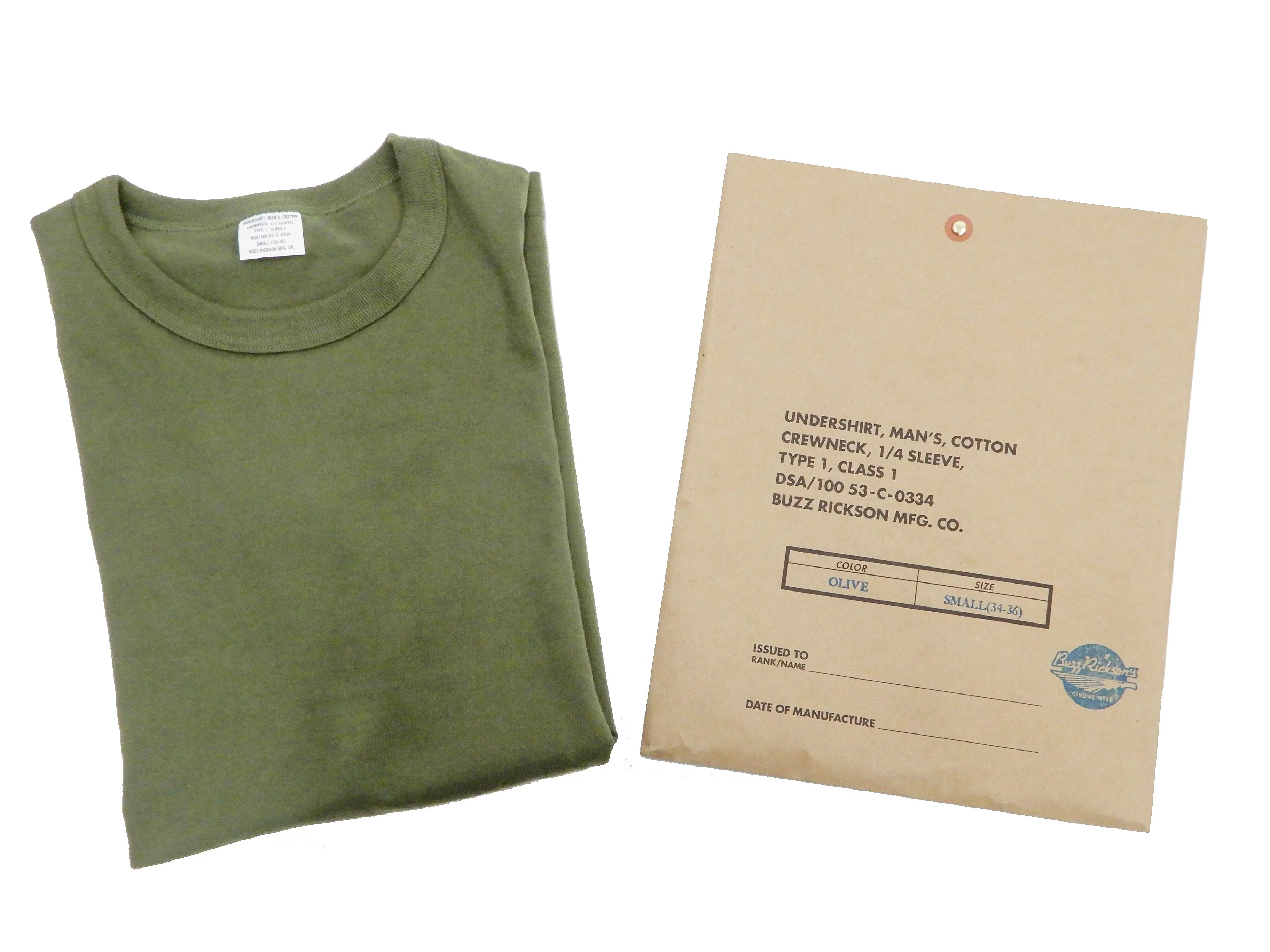 Buzz Rickson T-shirt Men's Plain T shirt Short Sleeve Loopwheel Tee BR78960 149 Olive