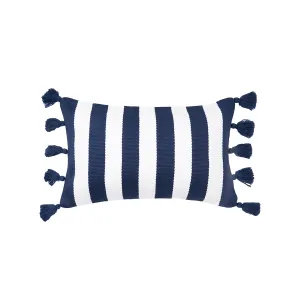 Cabana Stripes Tassel Pillow, Navy
