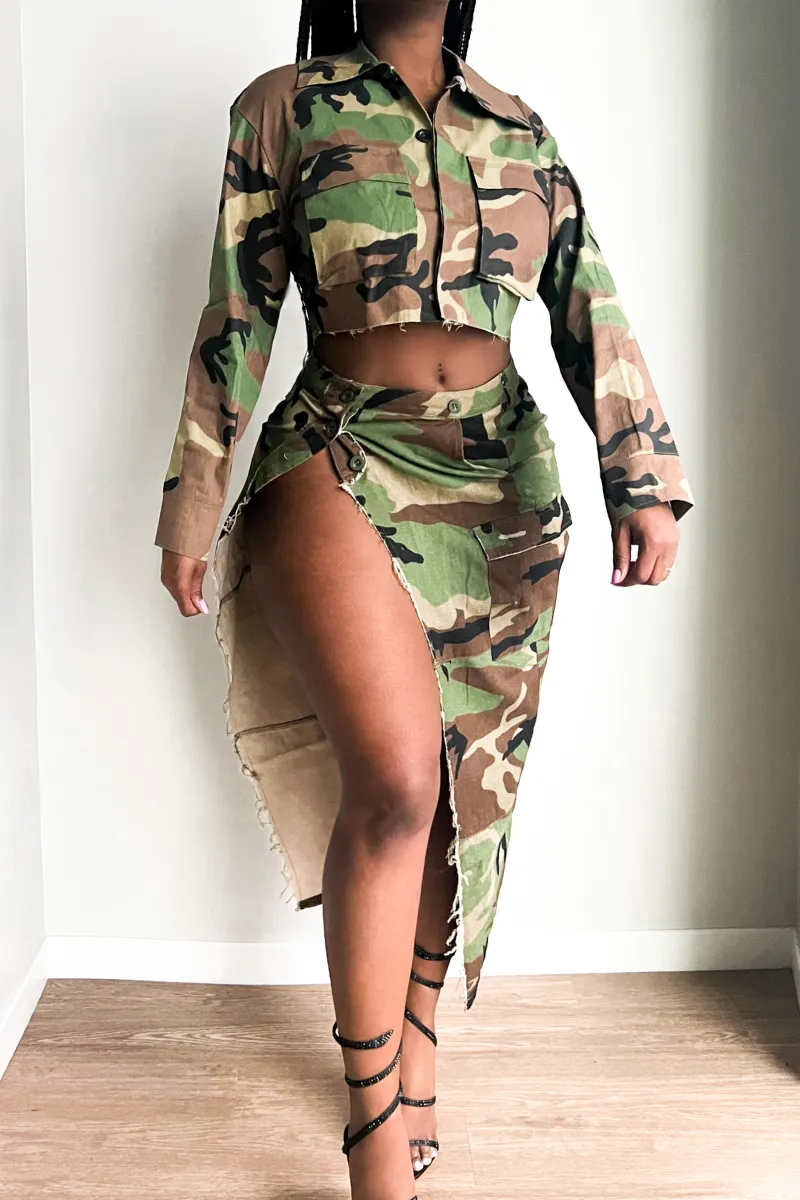 CAMOUFLAGE HITTER SPLIT | SKIRT (S-XL)