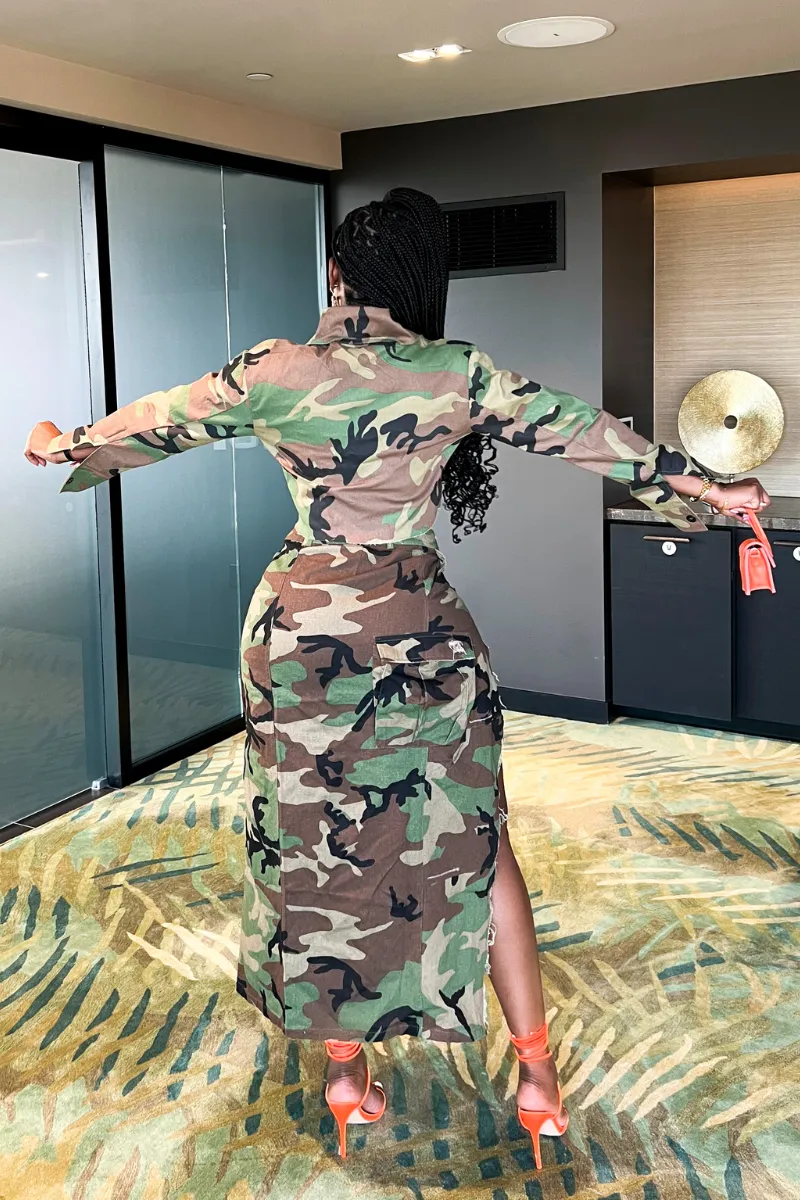 CAMOUFLAGE HITTER SPLIT | SKIRT (S-XL)