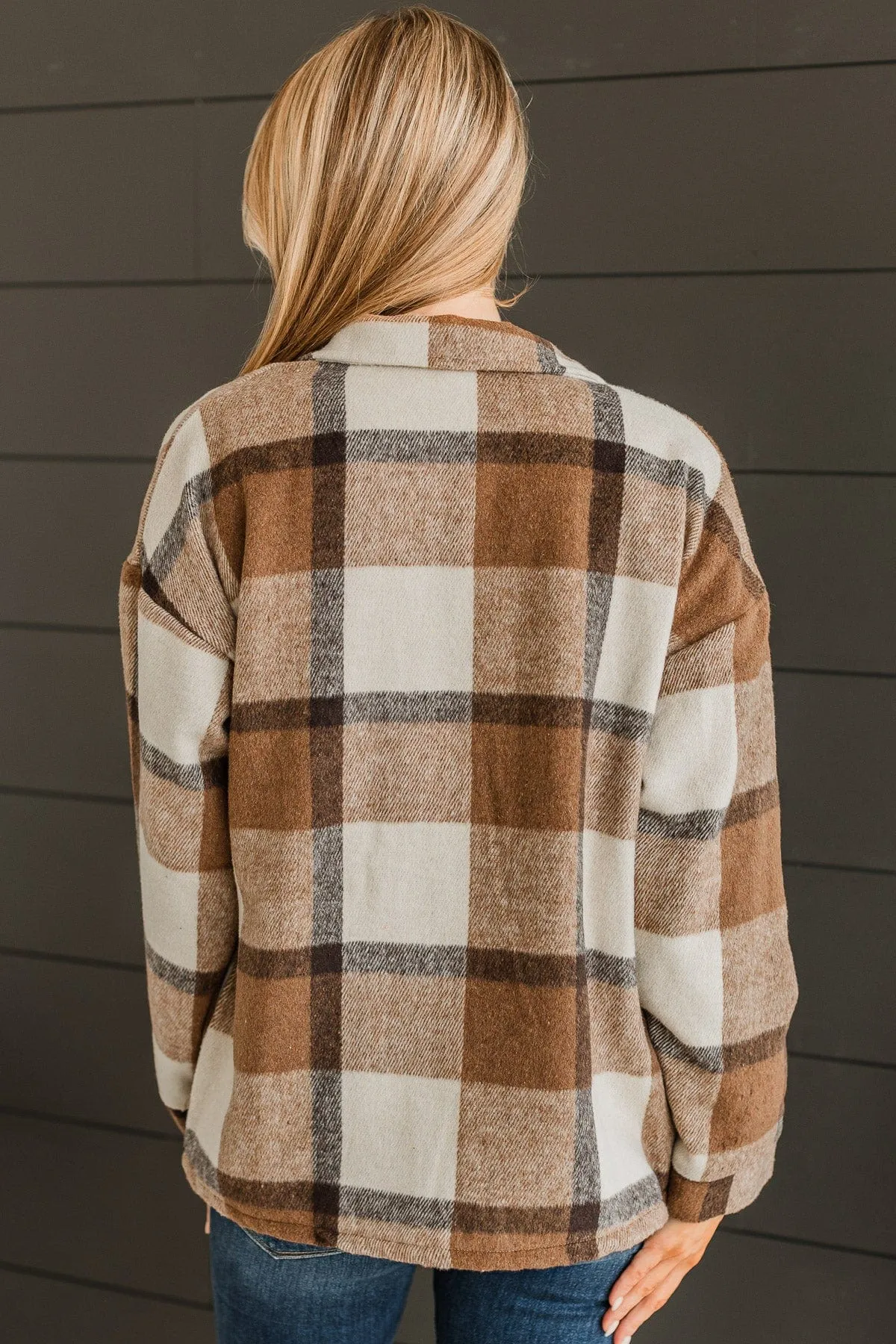 Campfire Nights Plaid Jacket- Brown & Cream