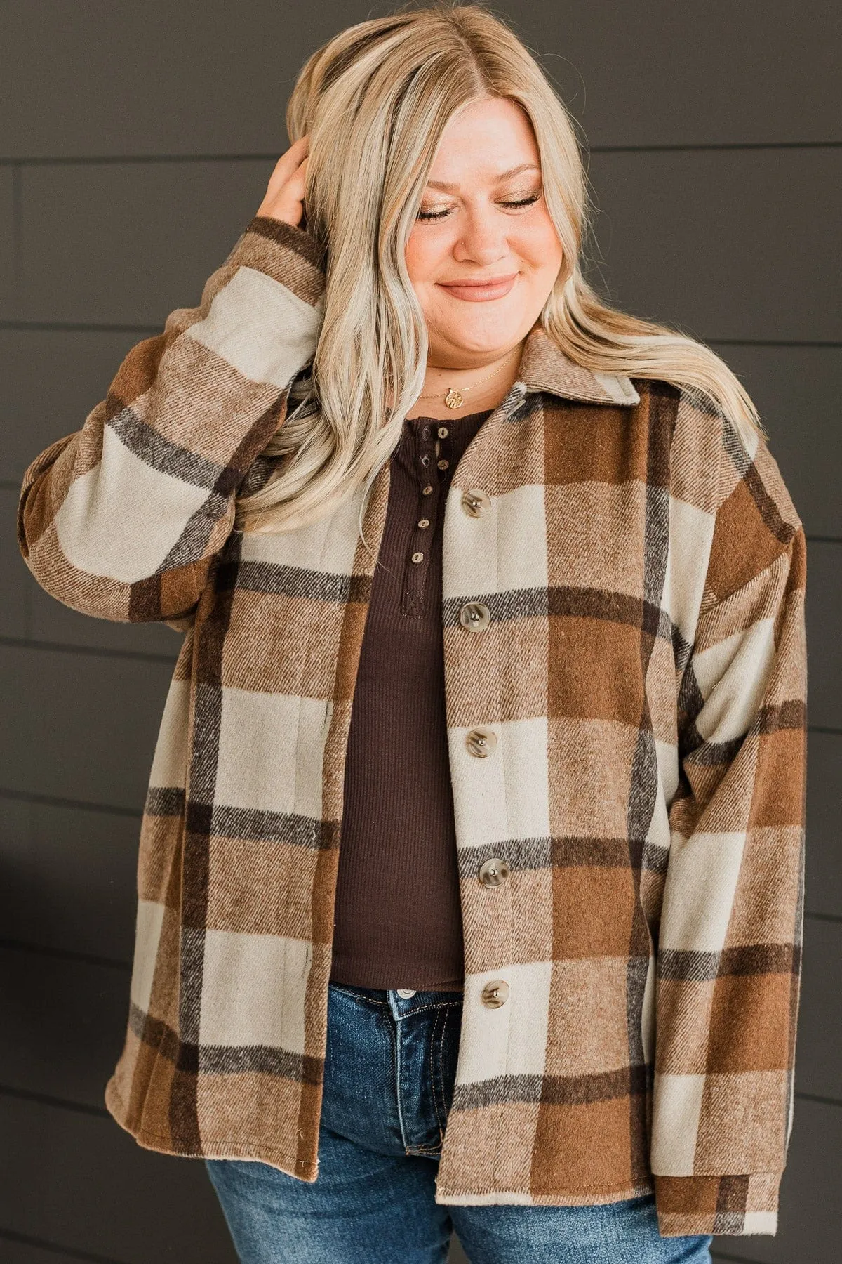 Campfire Nights Plaid Jacket- Brown & Cream