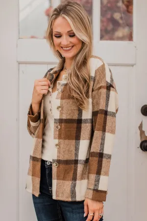 Campfire Nights Plaid Jacket- Brown & Cream