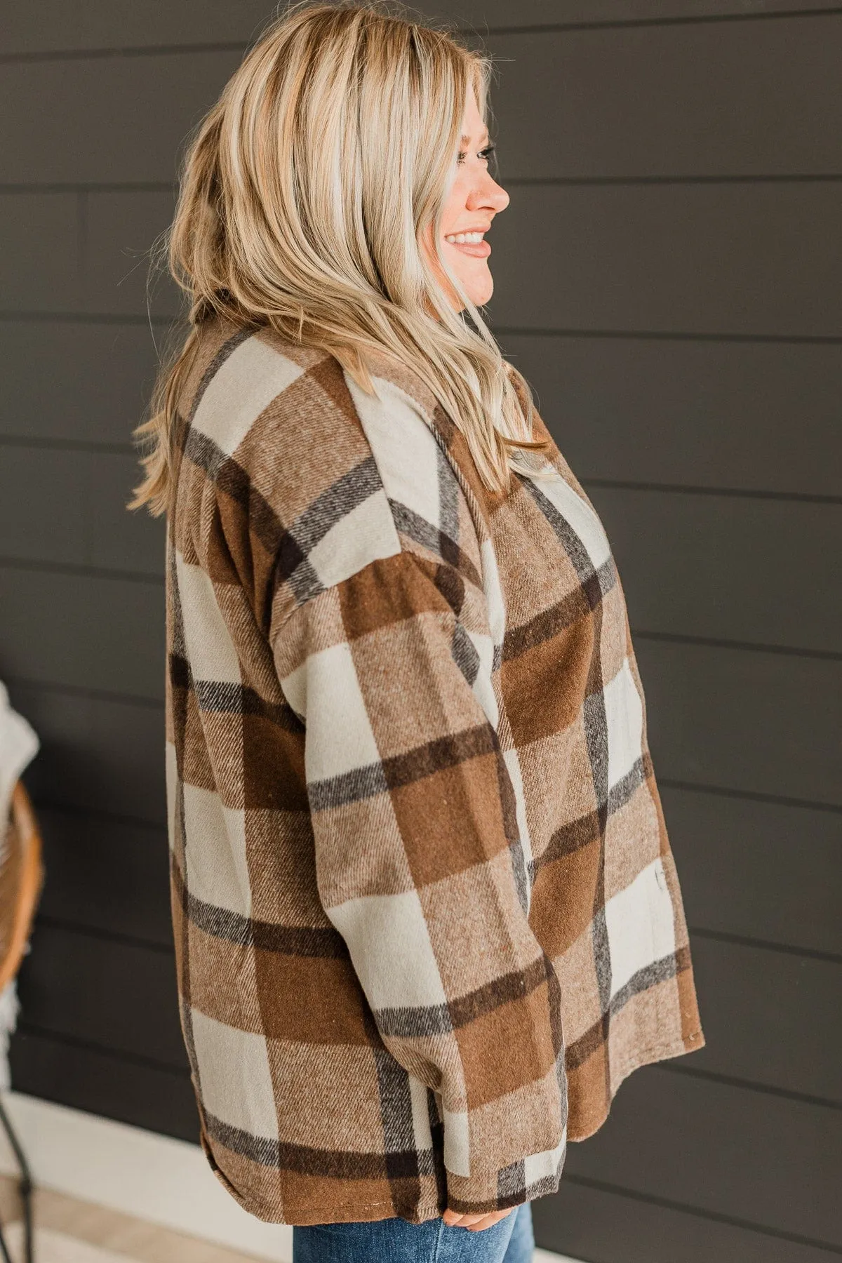 Campfire Nights Plaid Jacket- Brown & Cream