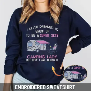 Camping Embroidered Hoodie, Sweatshirt