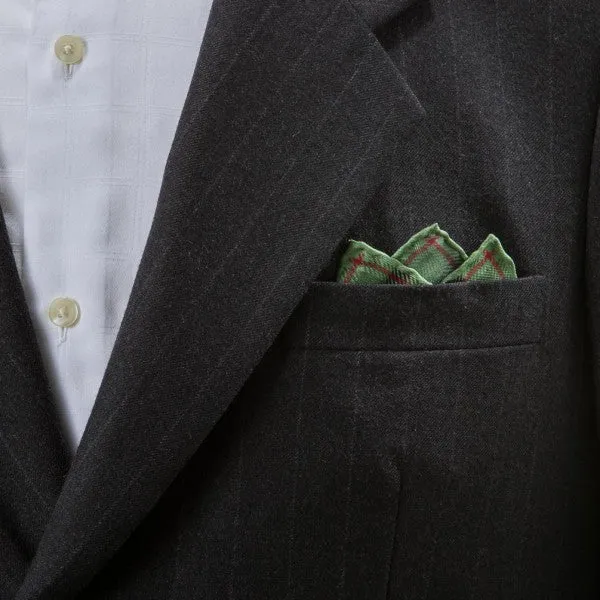 Caravaggio Men's The Tartan Series Designer Pocket Square, 16.5 Inches, Green