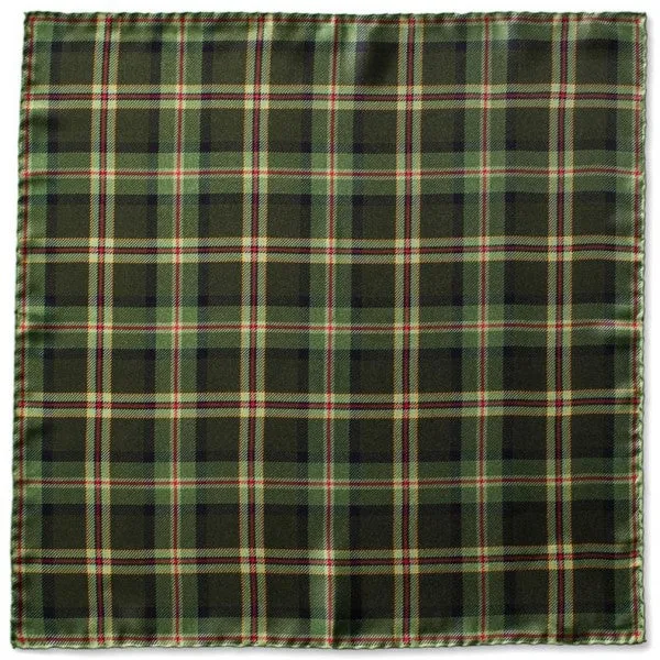 Caravaggio Men's The Tartan Series Designer Pocket Square, 16.5 Inches, Green