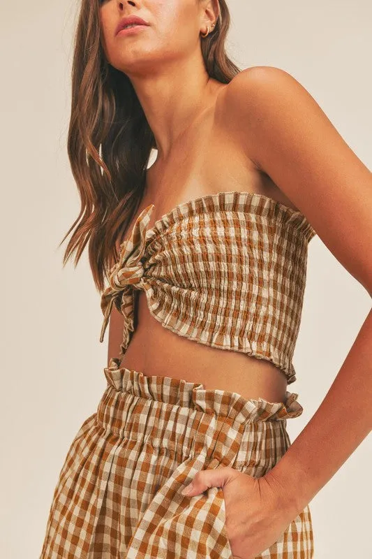 Cecilia Gingham Plaid Tube Top & Shorts Set