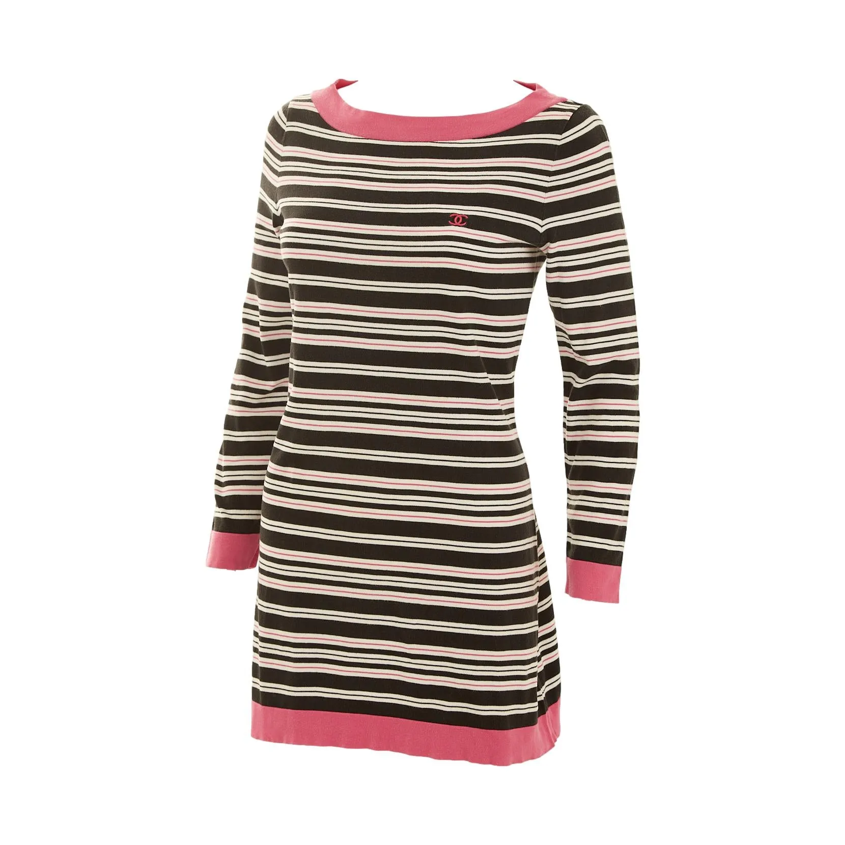Chanel Pink Striped Logo Dress