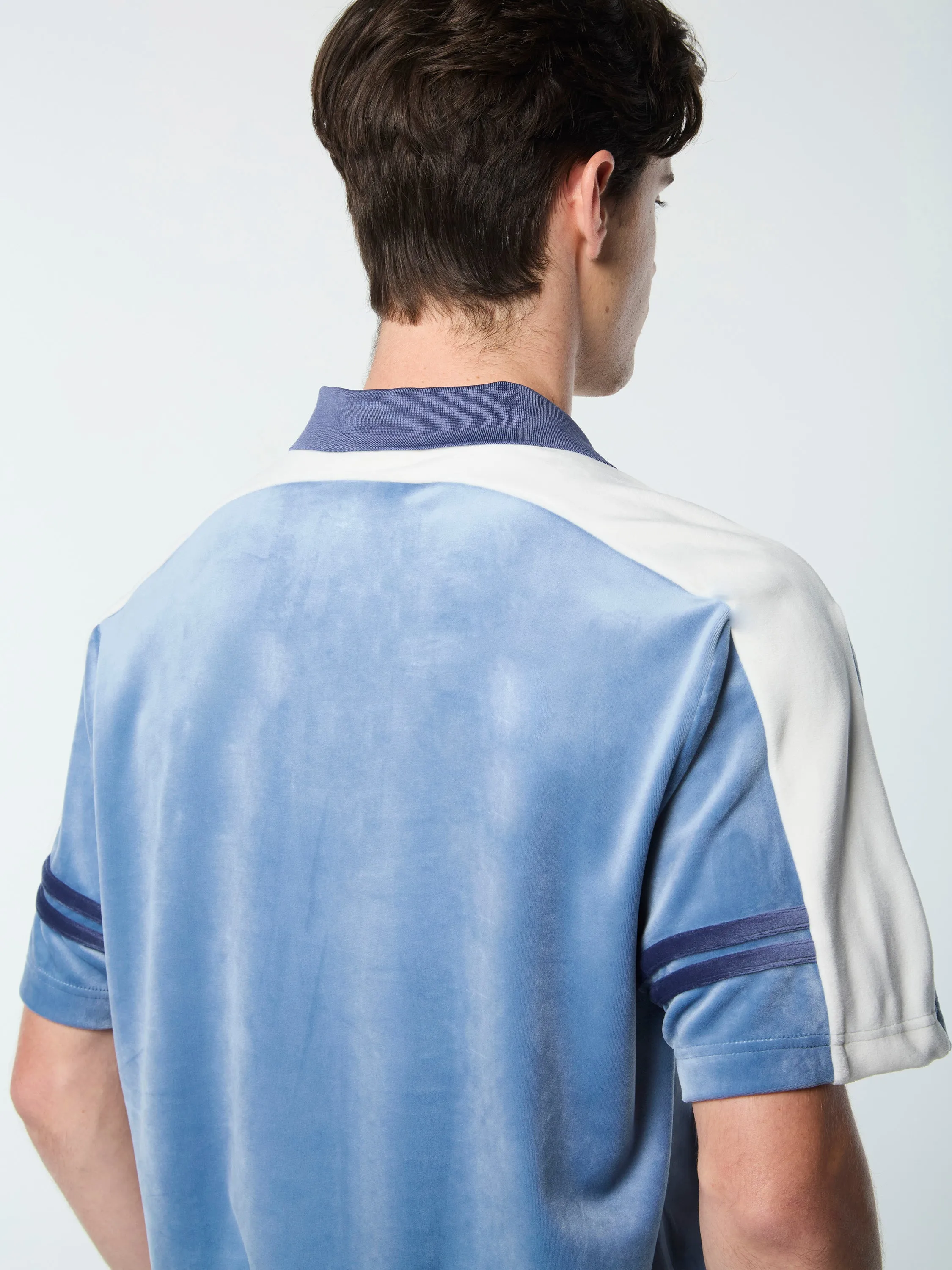 Cielo Velour Polo- Faded Denim
