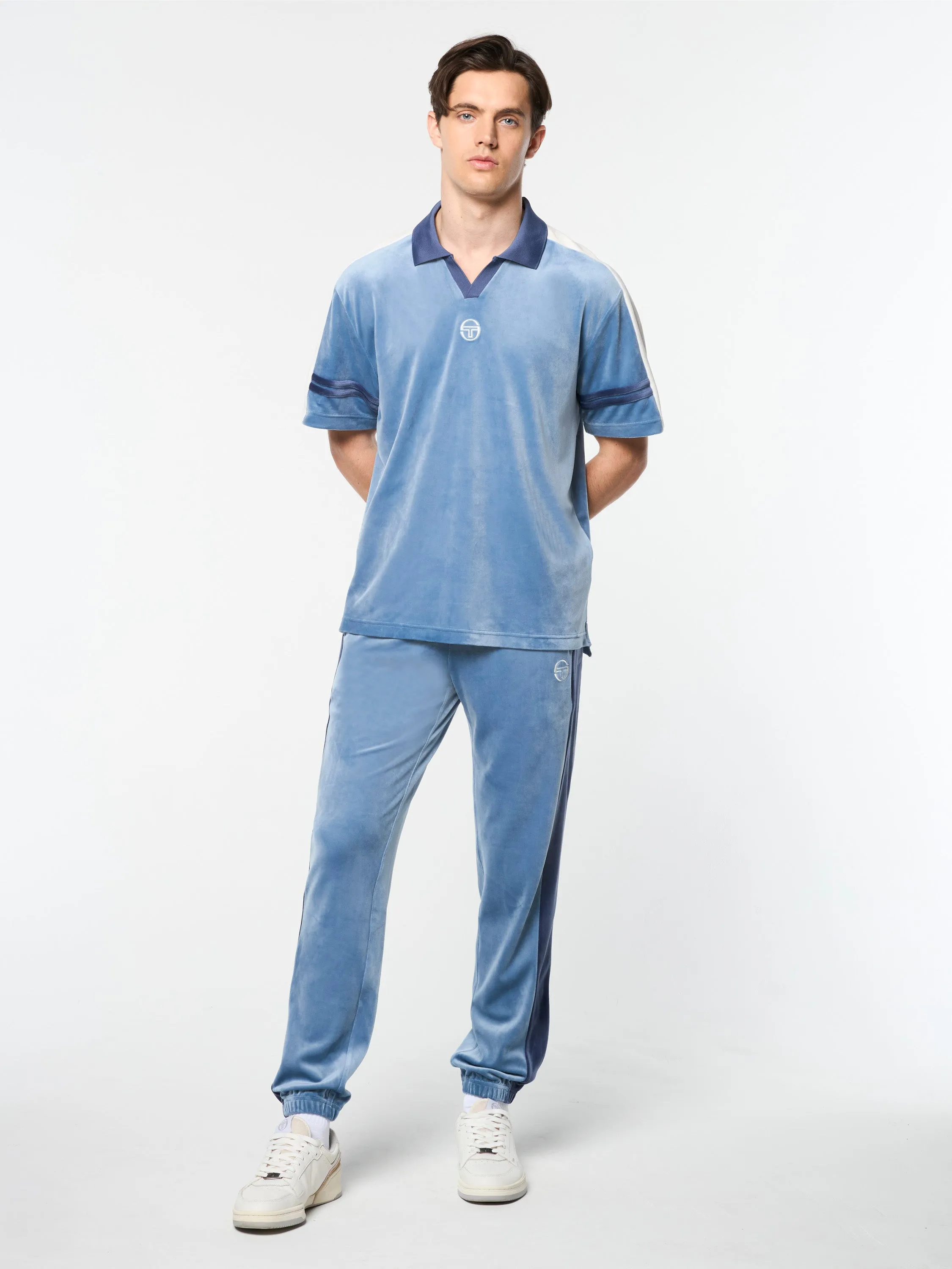 Cielo Velour Polo- Faded Denim