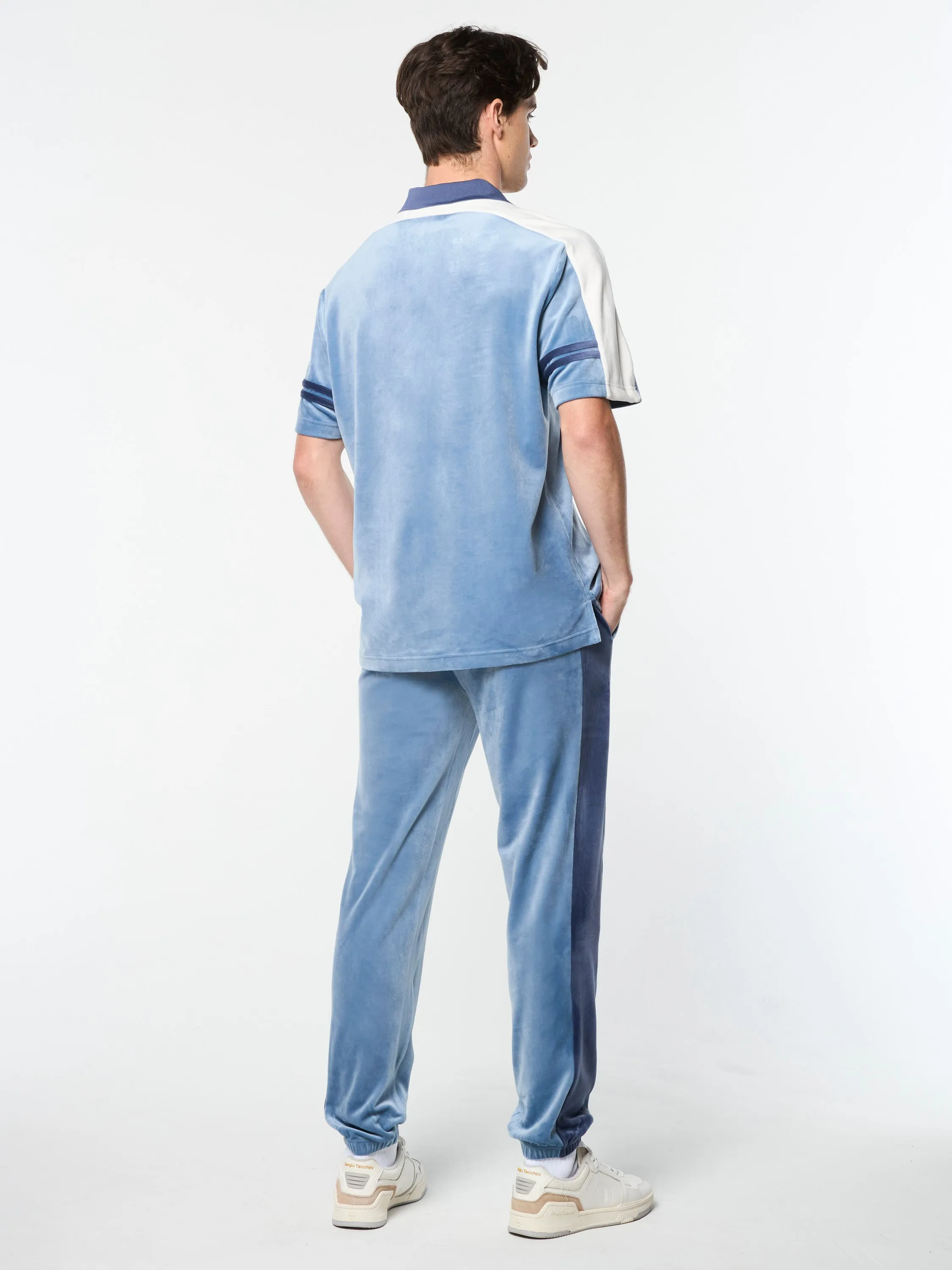 Cielo Velour Polo- Faded Denim