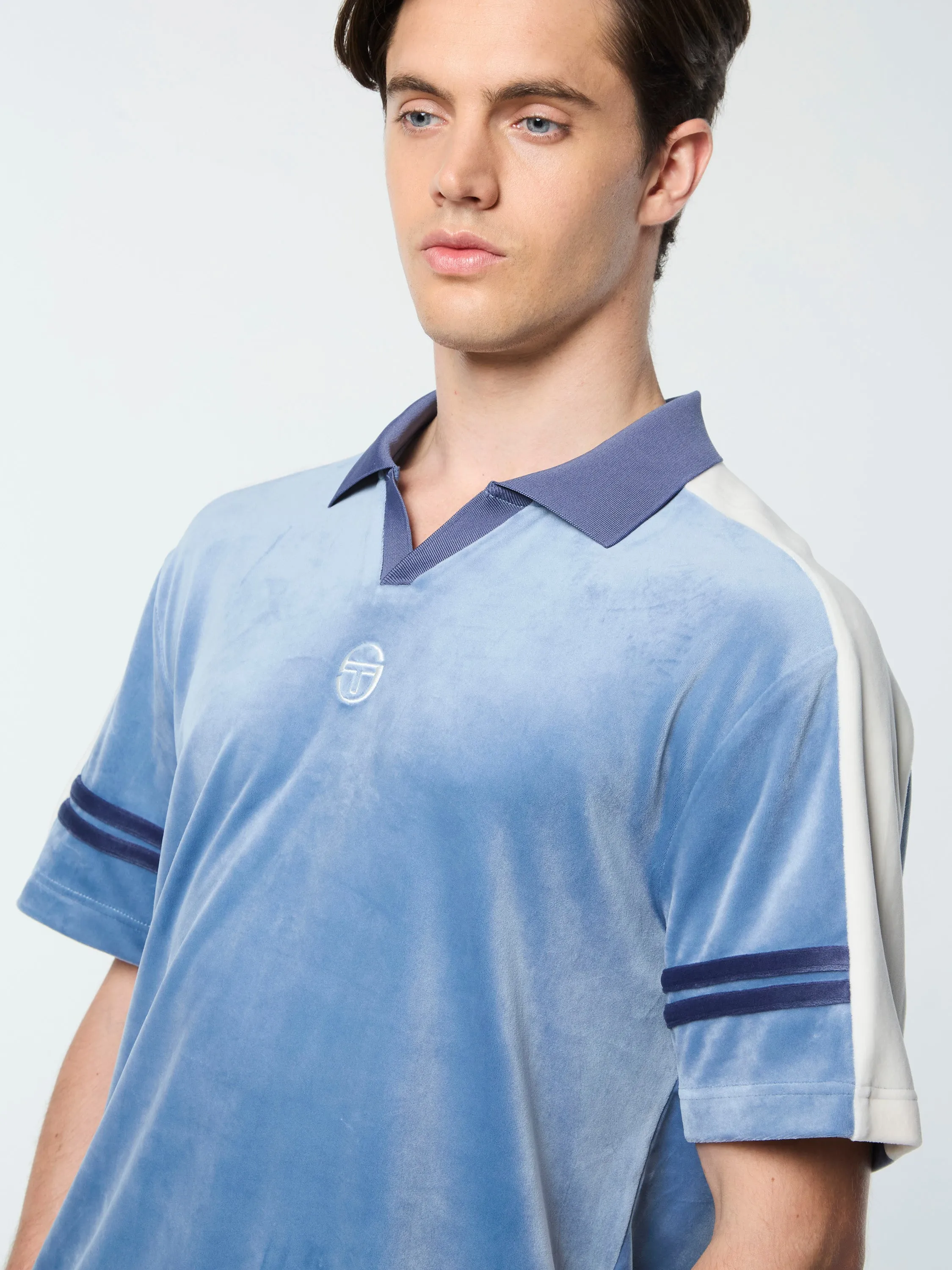 Cielo Velour Polo- Faded Denim