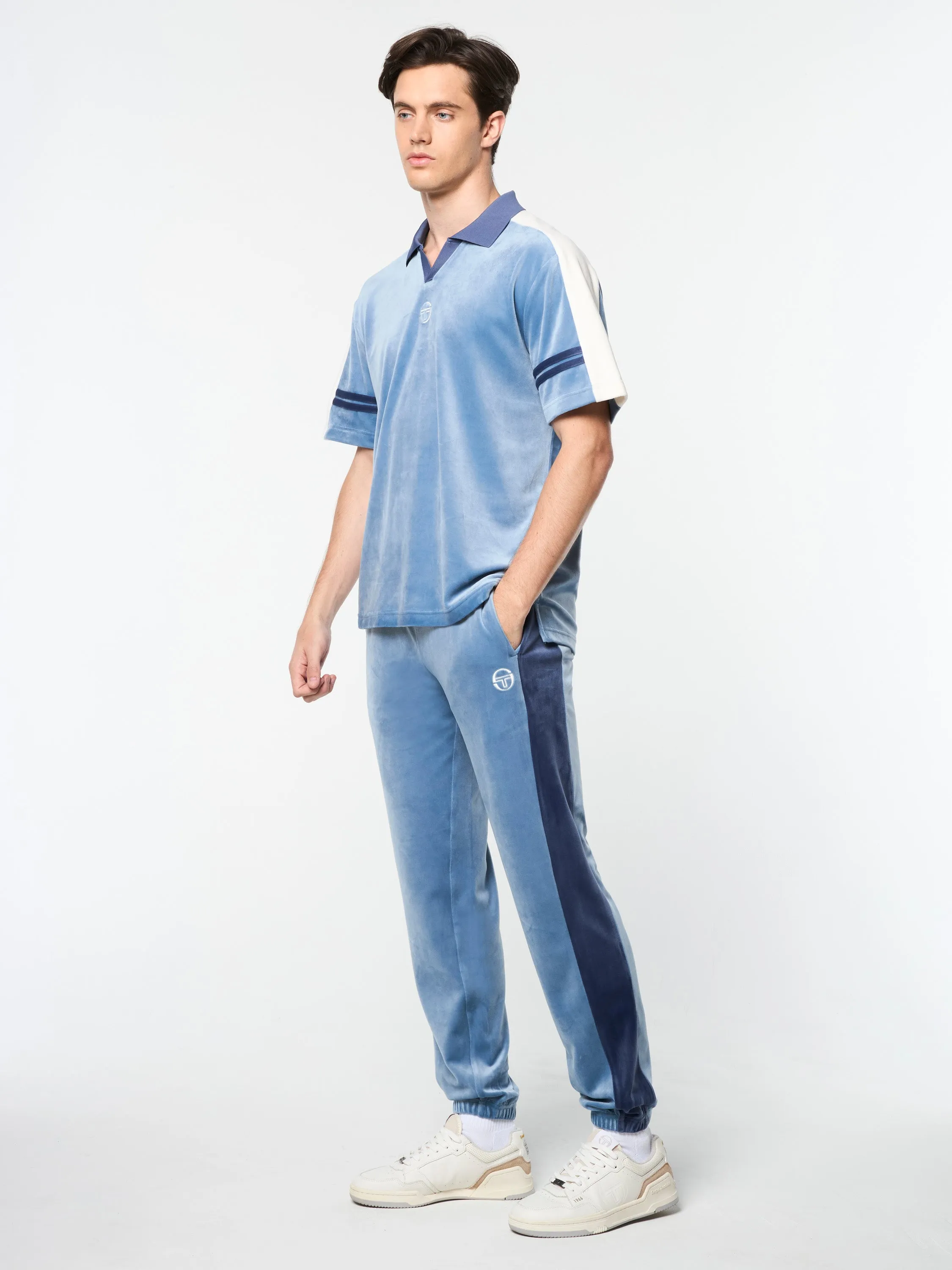 Cielo Velour Polo- Faded Denim