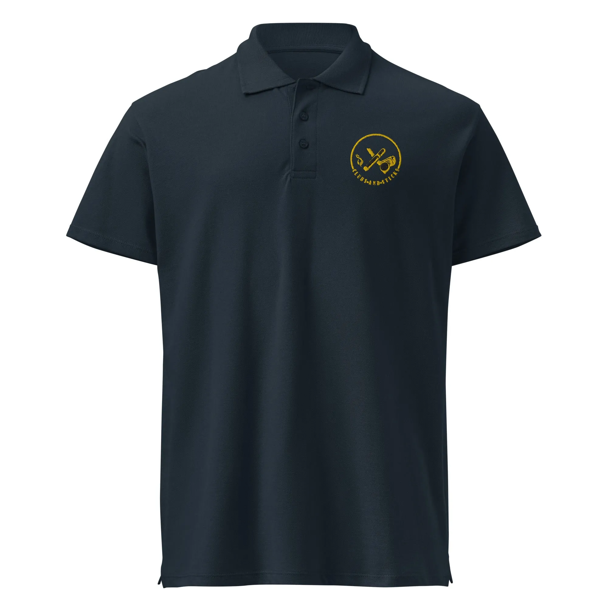 Clubs and Sticks Premium Pique Embroidered Polo Shirt - Yellow