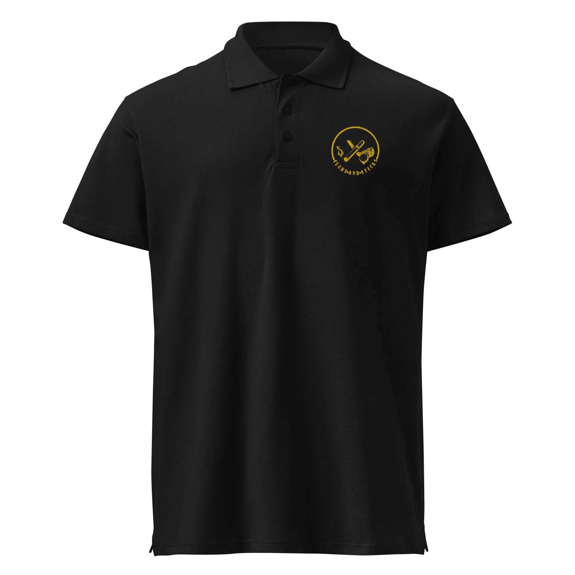 Clubs and Sticks Premium Pique Embroidered Polo Shirt - Yellow