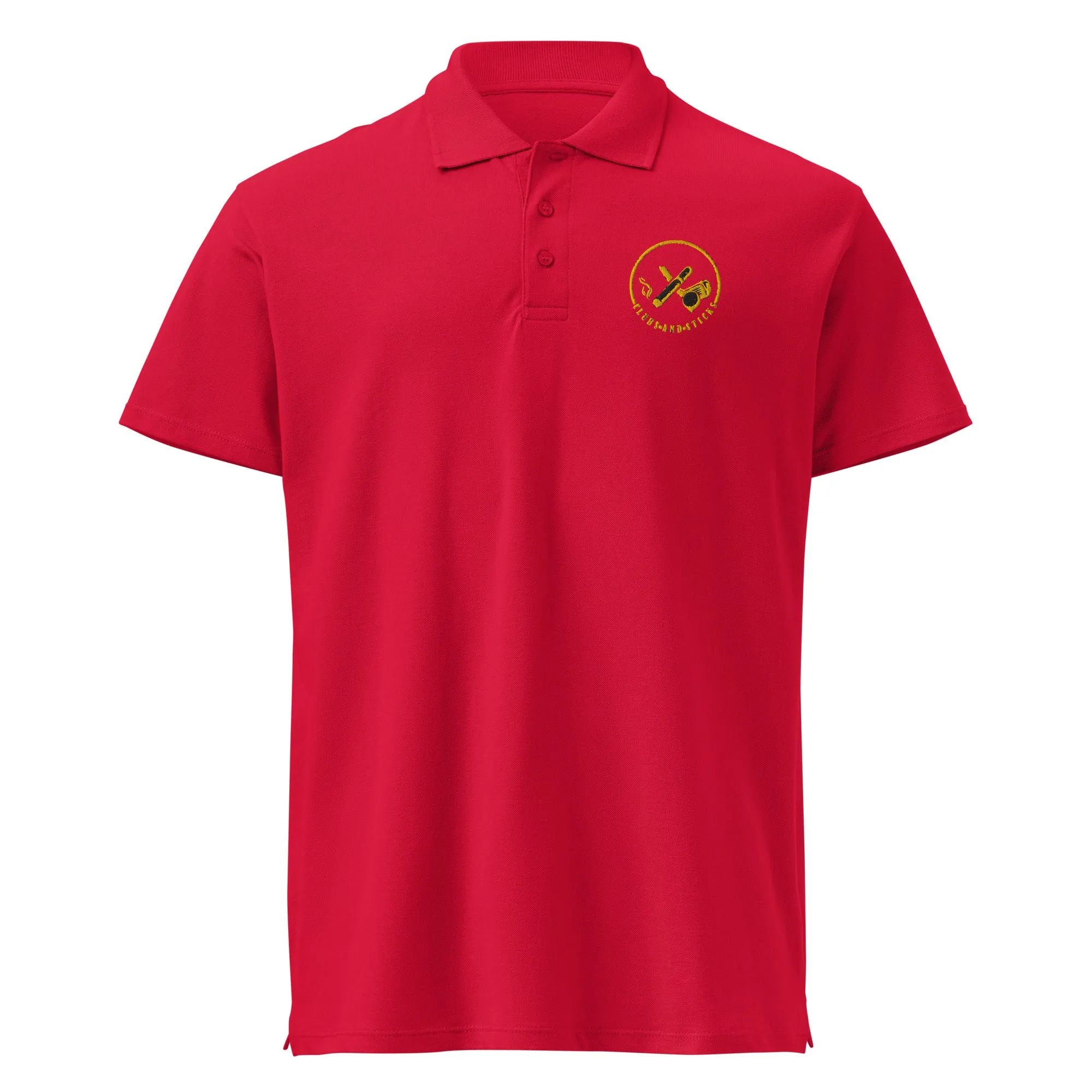 Clubs and Sticks Premium Pique Embroidered Polo Shirt - Yellow