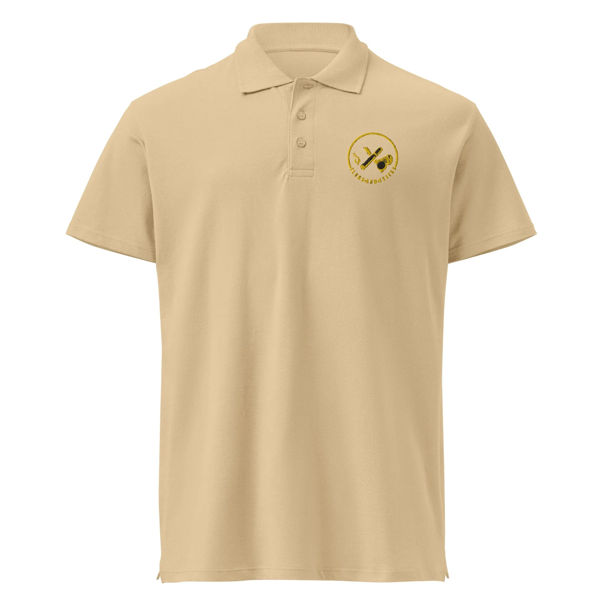 Clubs and Sticks Premium Pique Embroidered Polo Shirt - Yellow
