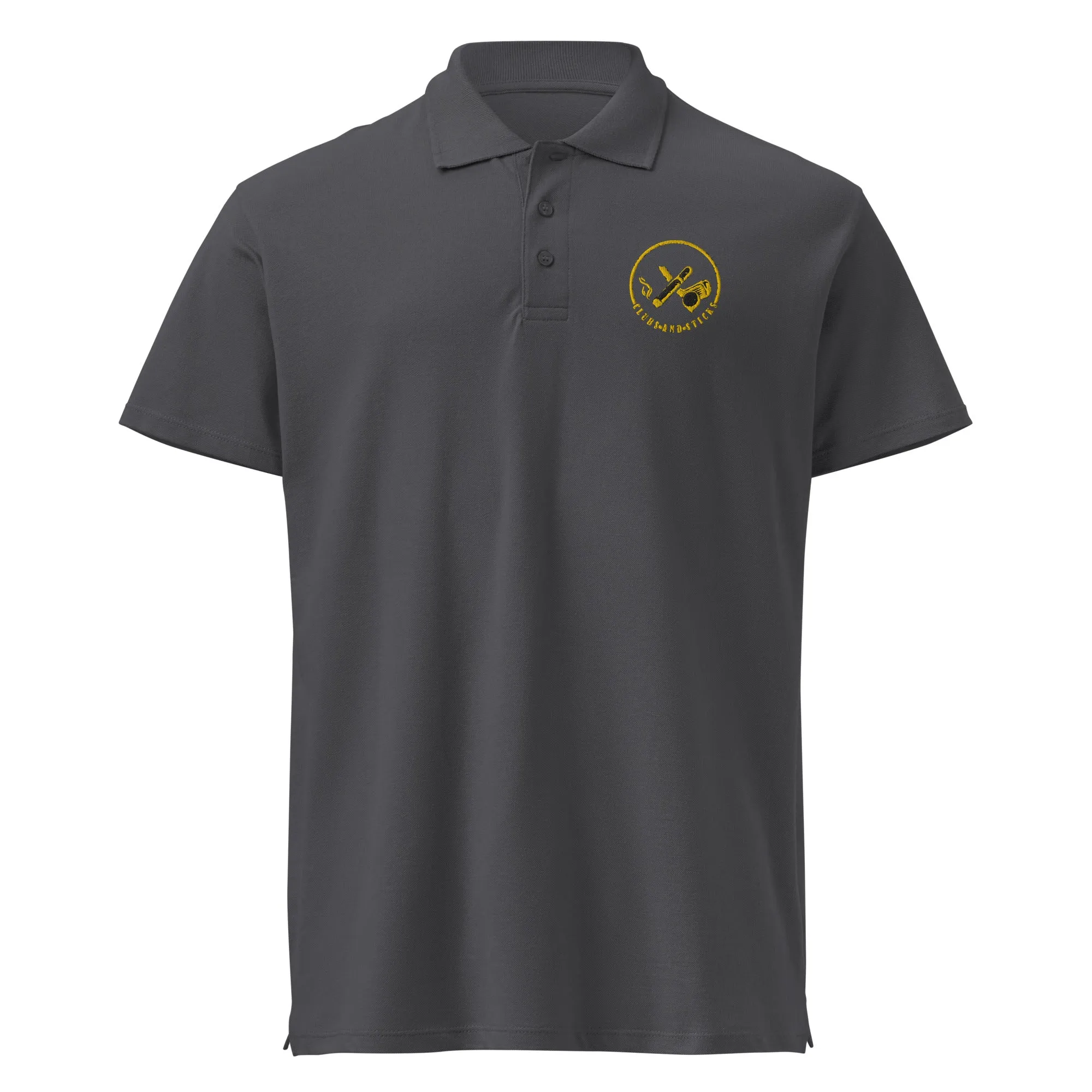 Clubs and Sticks Premium Pique Embroidered Polo Shirt - Yellow
