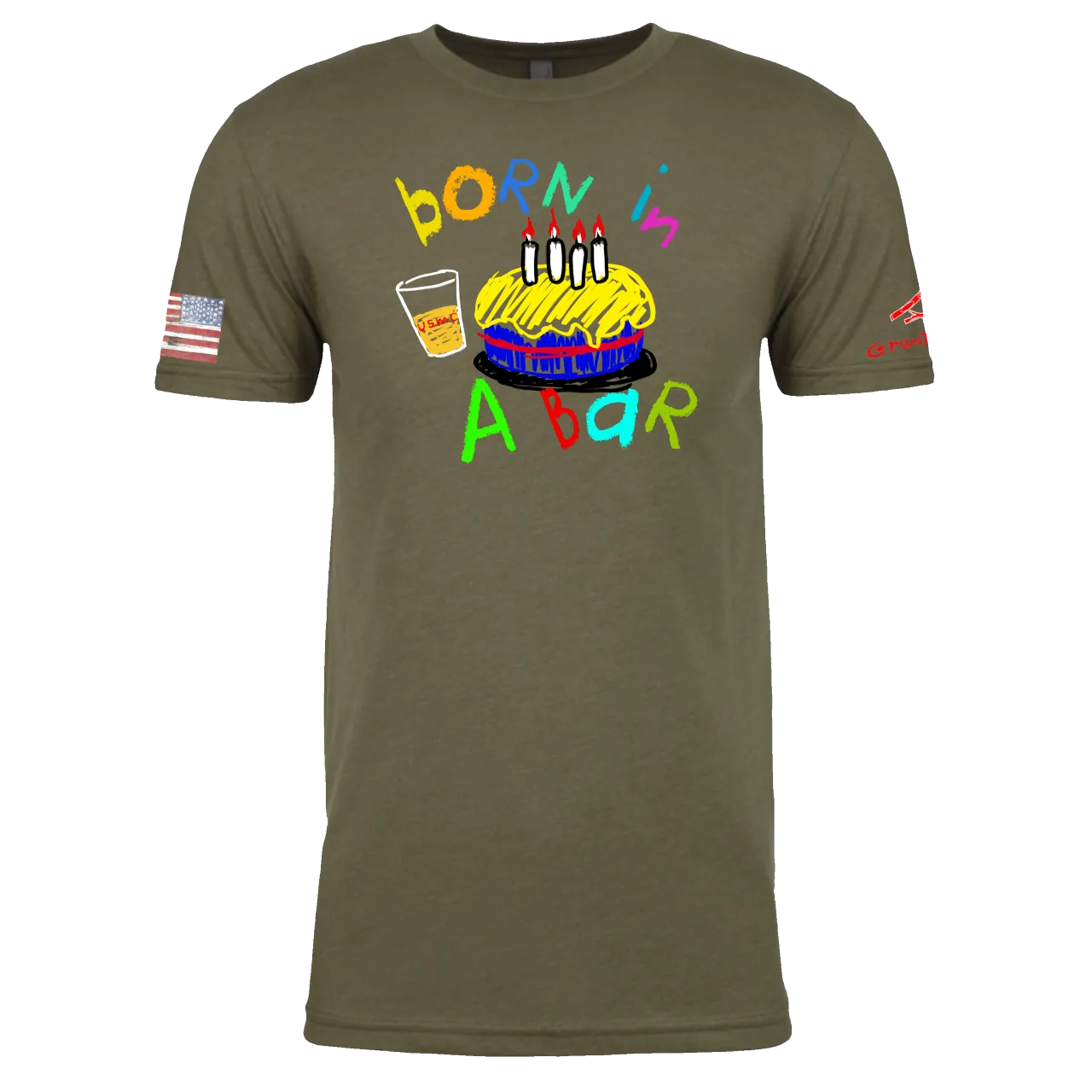 CRAYON BDAY BORN IN A BAR (OD OR CHARCOAL GRAY)