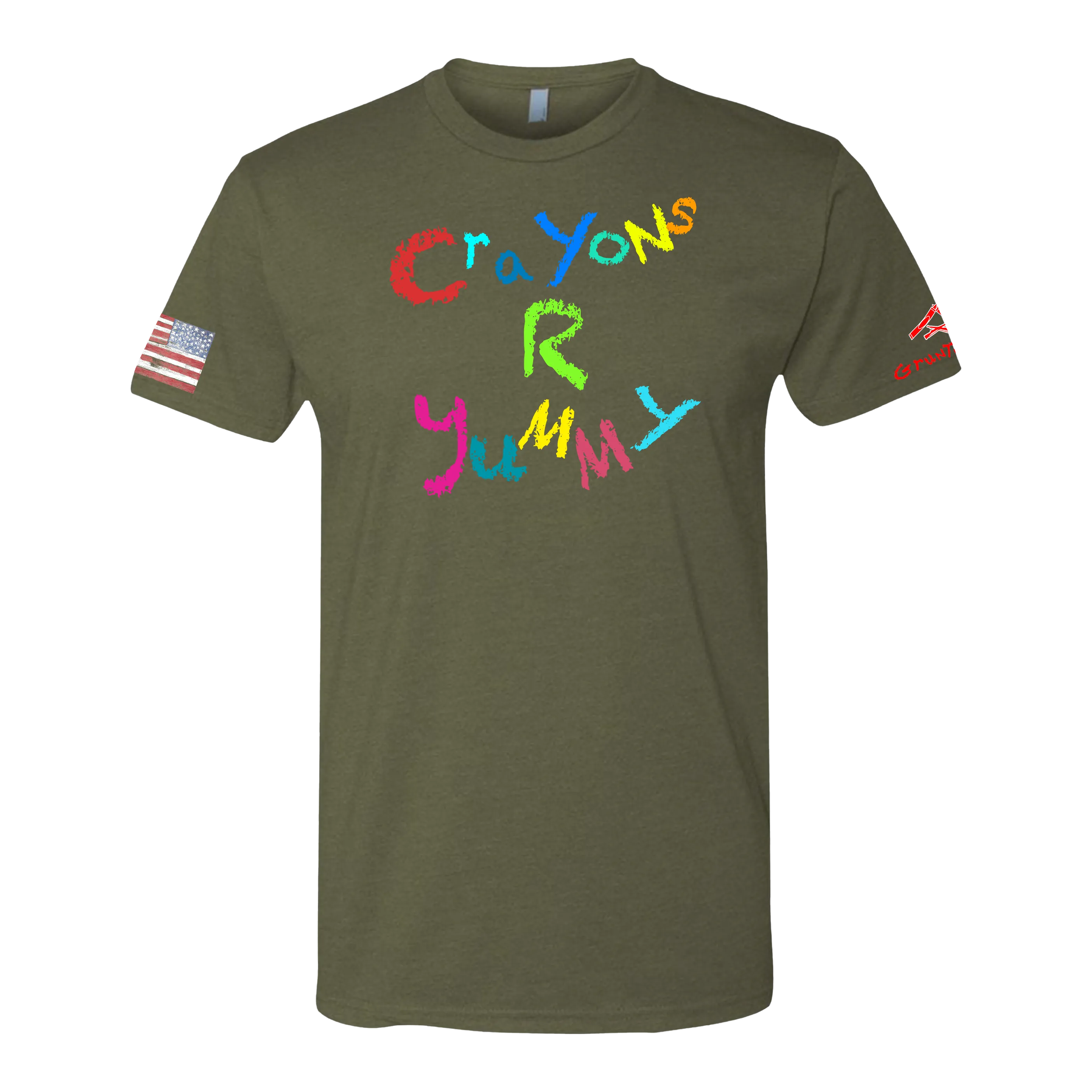 CRAYONS R YUMMY Crayon Shirt (OD OR CHARCOAL GRAY)