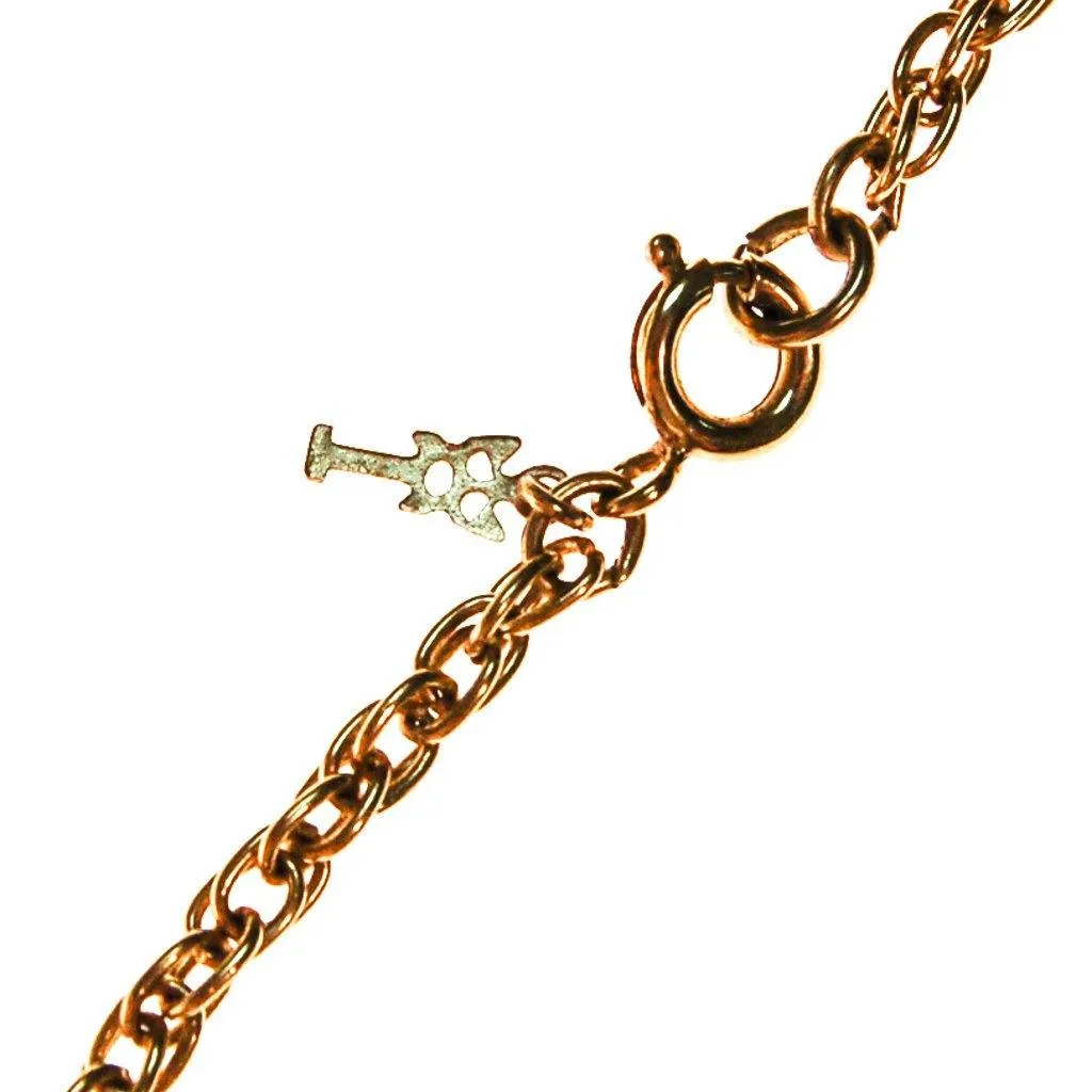 Crown Trifari Carved Three Bead Choker Necklace