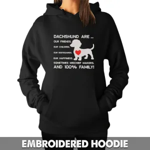 Dachshund Are ... Embroidered Black Hoodie, Embroidered Black Sweatshirt