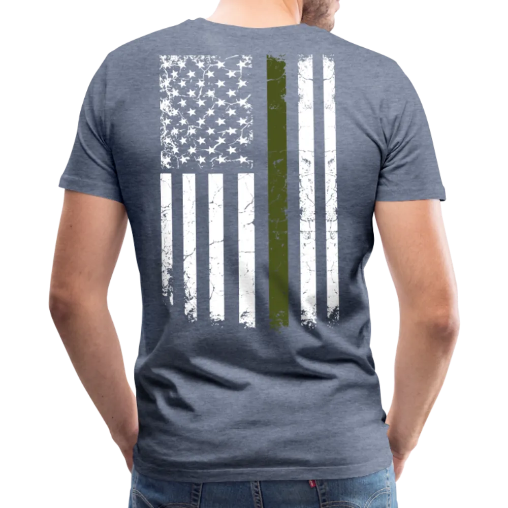 Daddy Hero Protector Hero Military Green Flag on Back Men's Premium T-Shirt