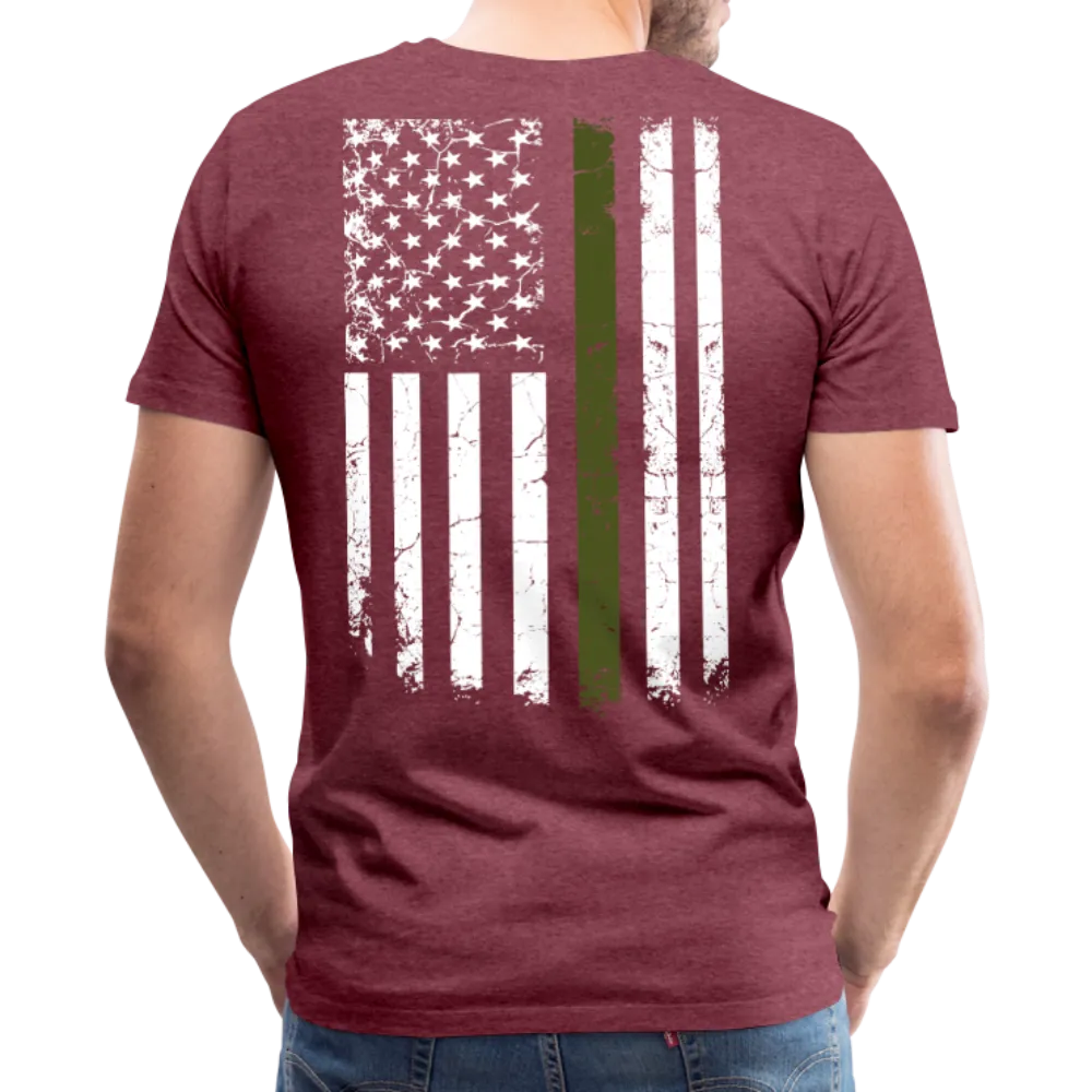 Daddy Hero Protector Hero Military Green Flag on Back Men's Premium T-Shirt