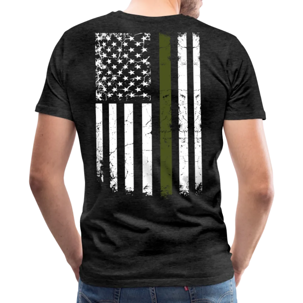 Daddy Hero Protector Hero Military Green Flag on Back Men's Premium T-Shirt