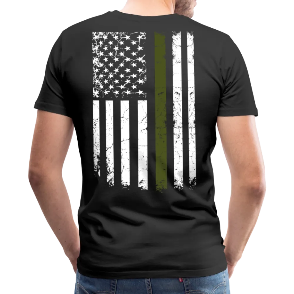 Daddy Hero Protector Hero Military Green Flag on Back Men's Premium T-Shirt