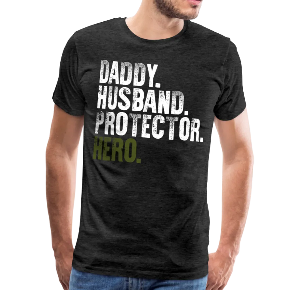 Daddy Hero Protector Hero Military Green Flag on Back Men's Premium T-Shirt