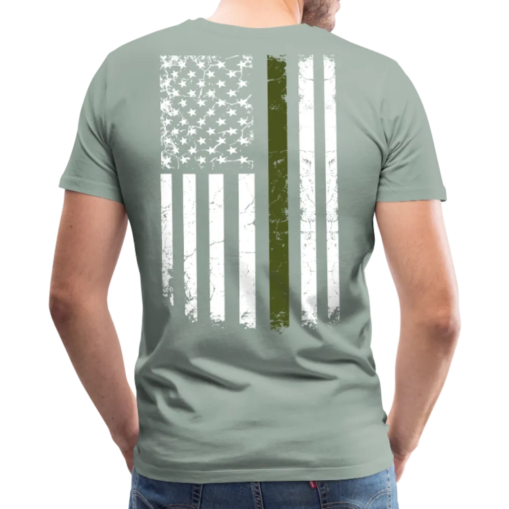 Daddy Hero Protector Hero Military Green Flag on Back Men's Premium T-Shirt
